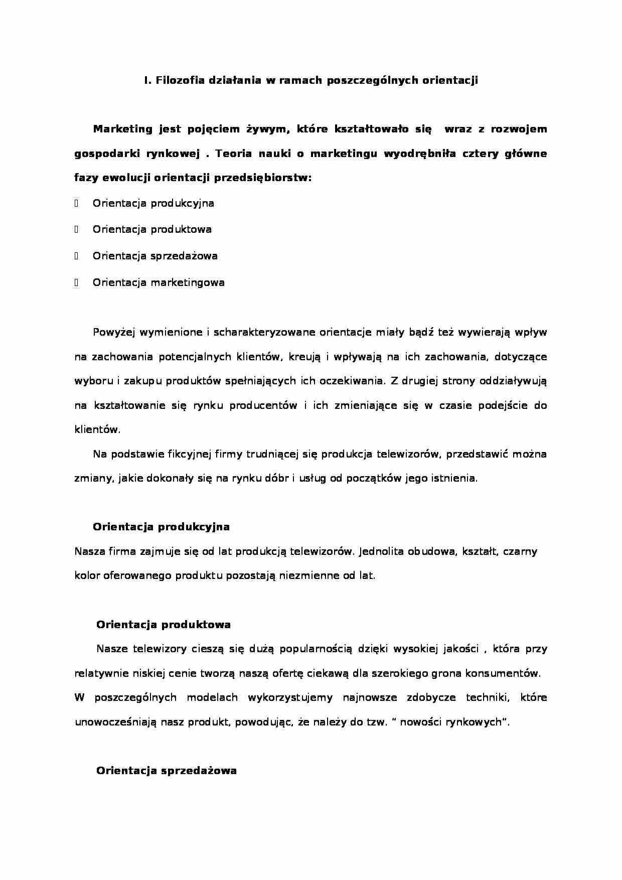 Orientacje marketingowe- opracowanie - strona 1