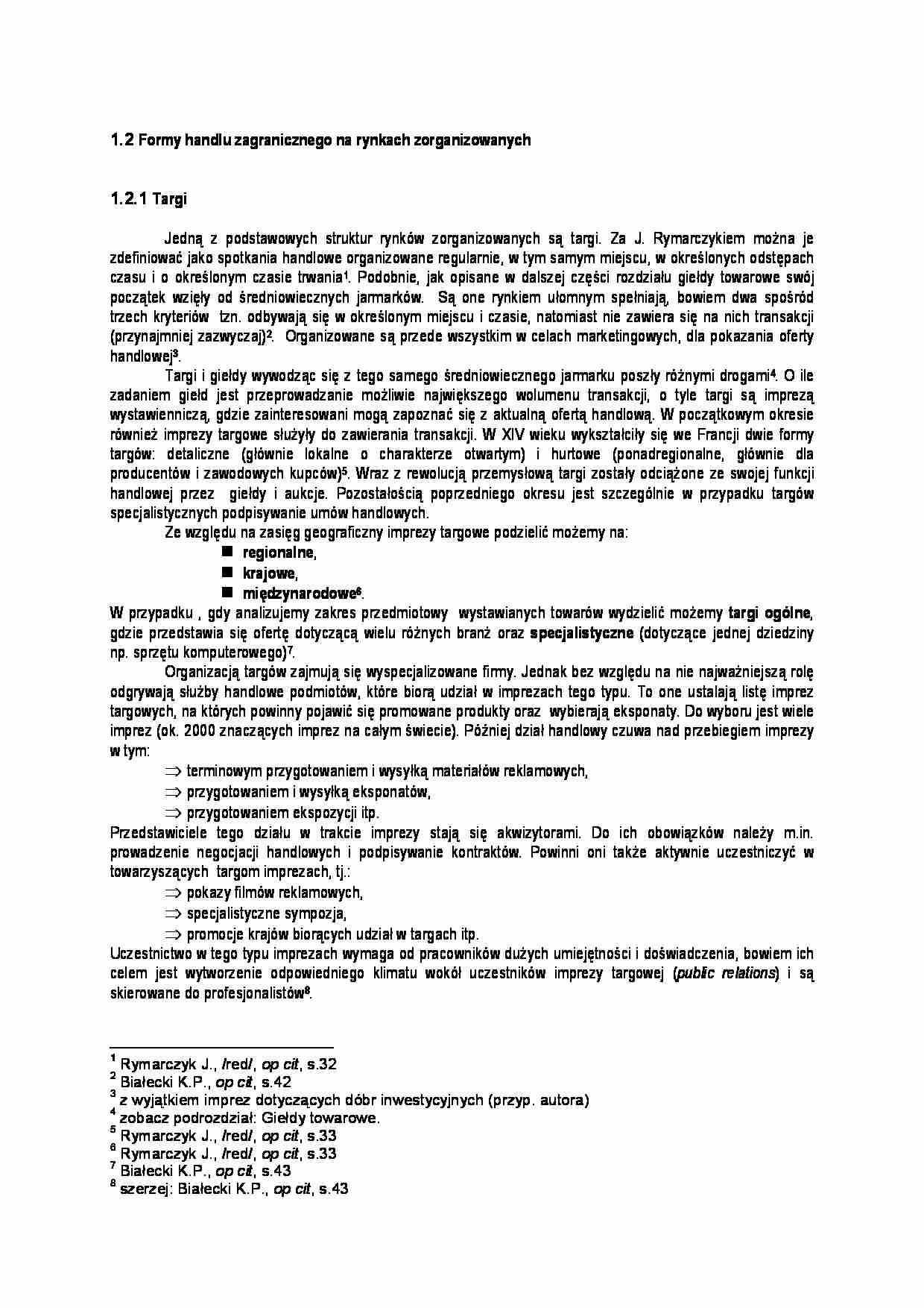 Formy handlu zagranicznego- opracowanie 2 - strona 1