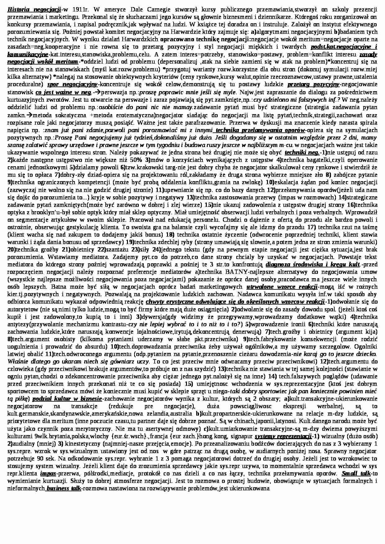 Historia negocjacji- opracowanie - strona 1