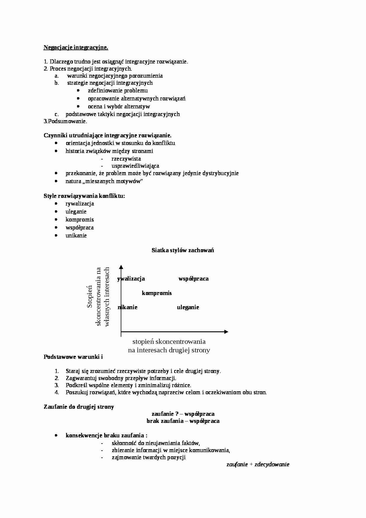 Negocjacje integracyjne- opracowanie - strona 1