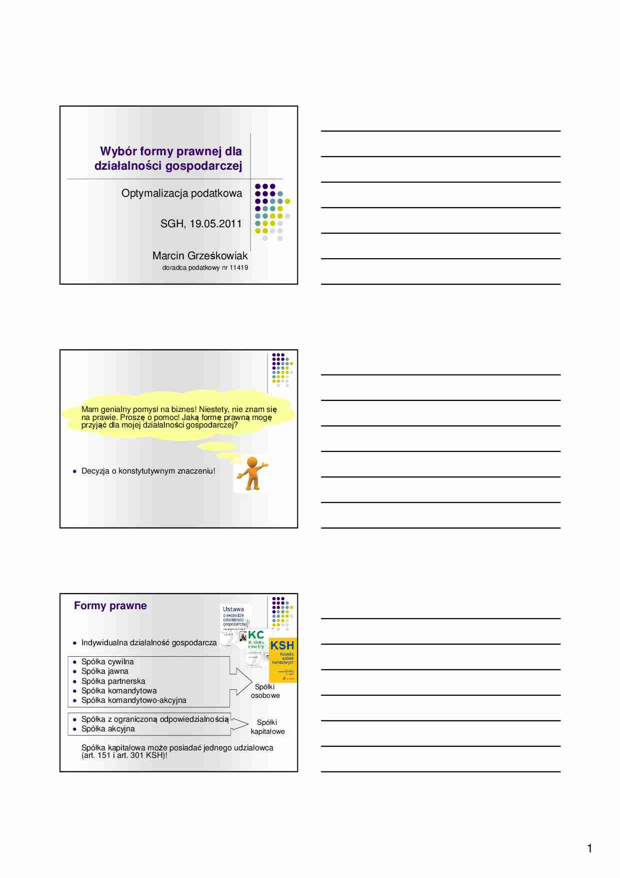 Forma prawna- opracowanie - strona 1