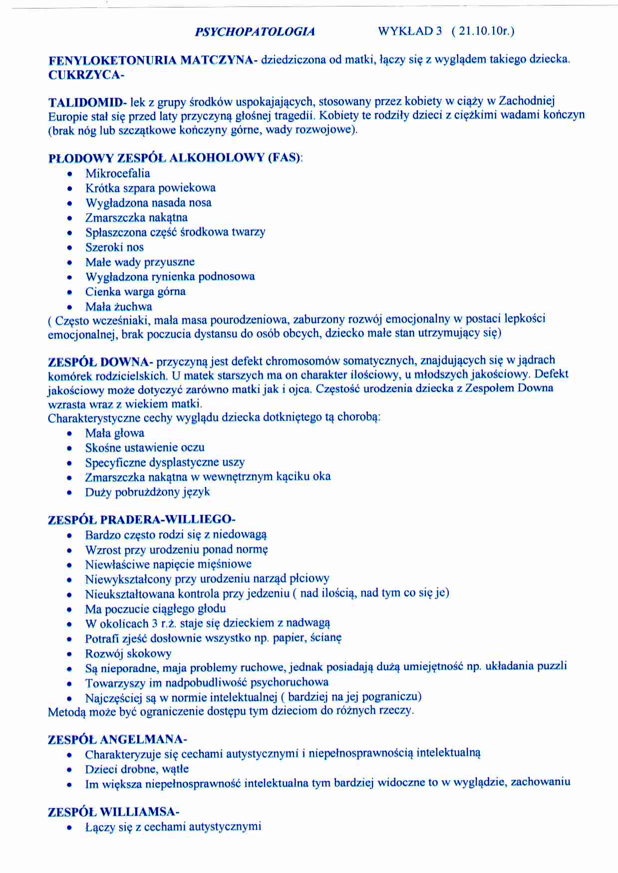 Psychopatologia - wykład 3 - strona 1