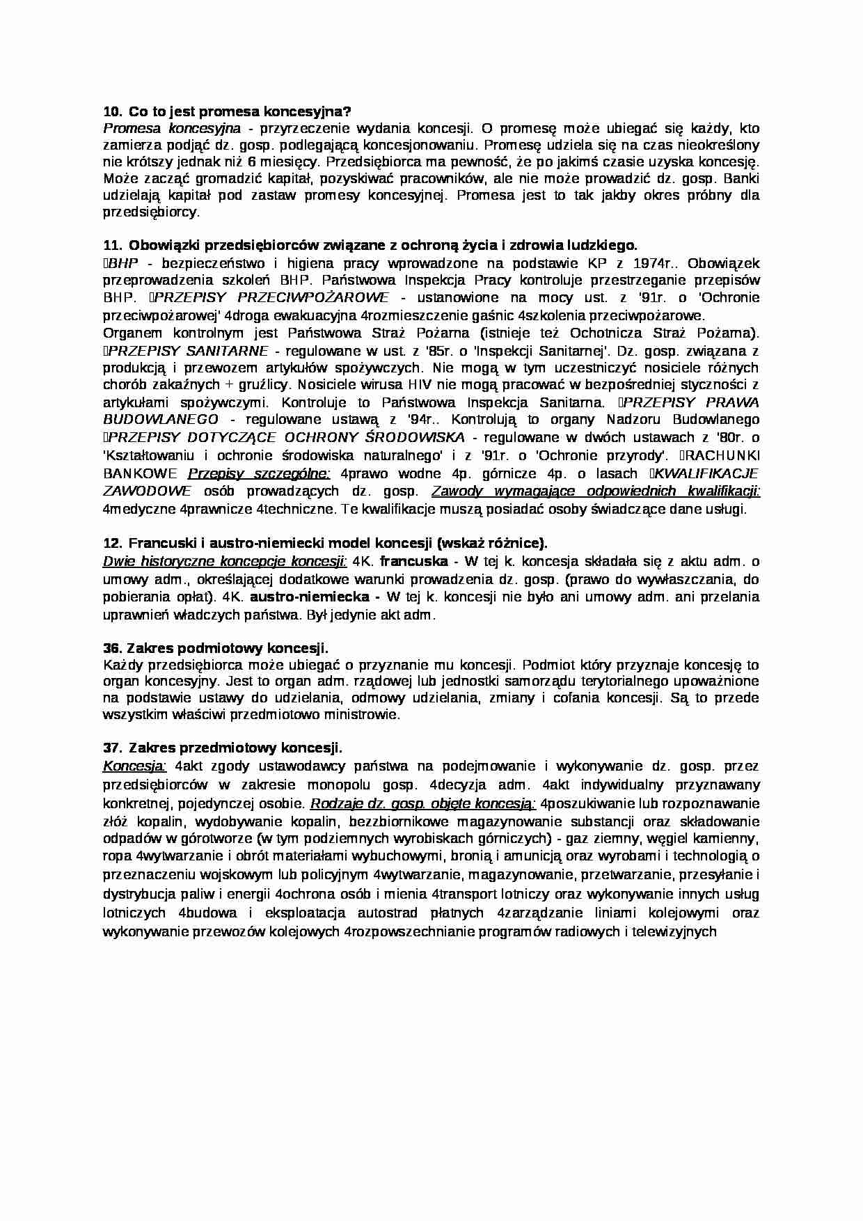 Promesa koncesyjna- opracowanie - strona 1