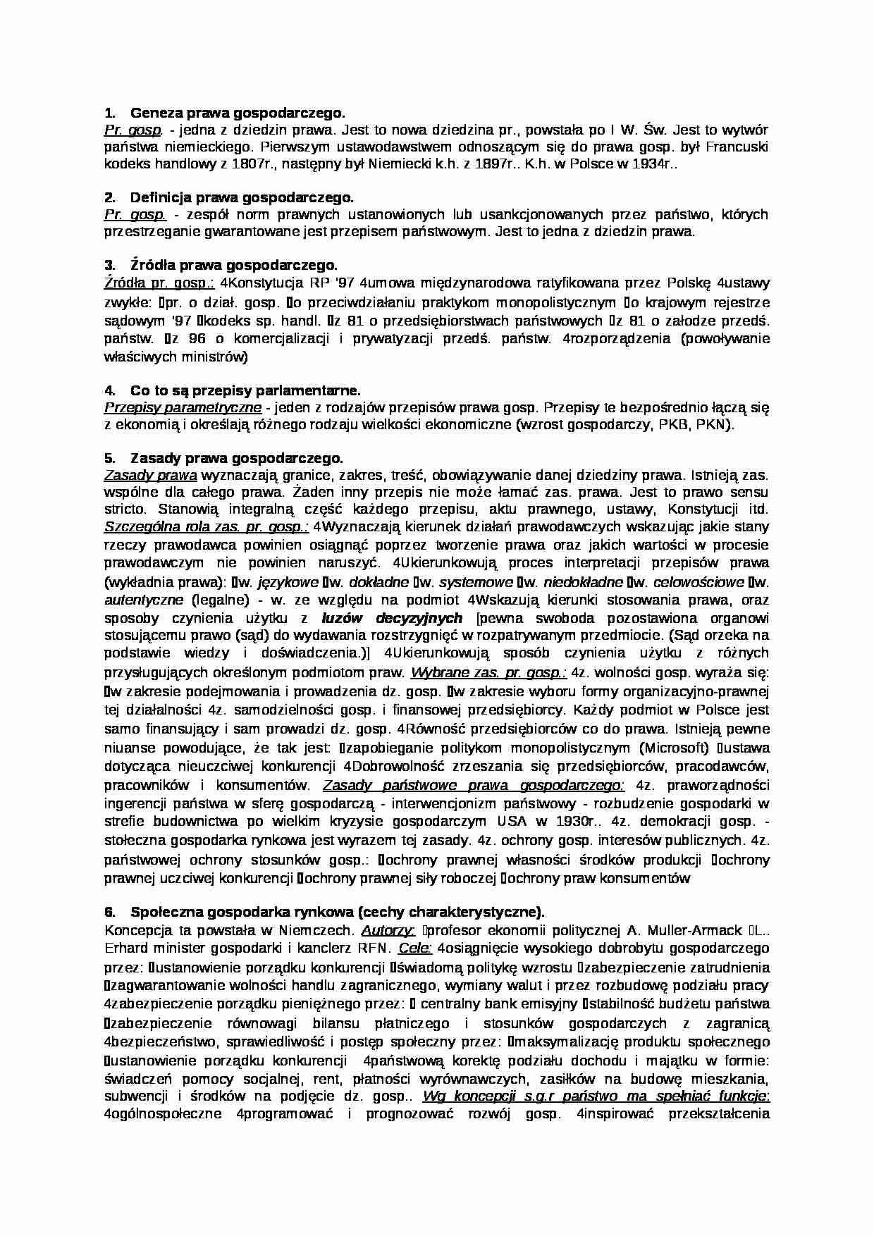 Geneza prawa gospodarczego- opracowanie - strona 1