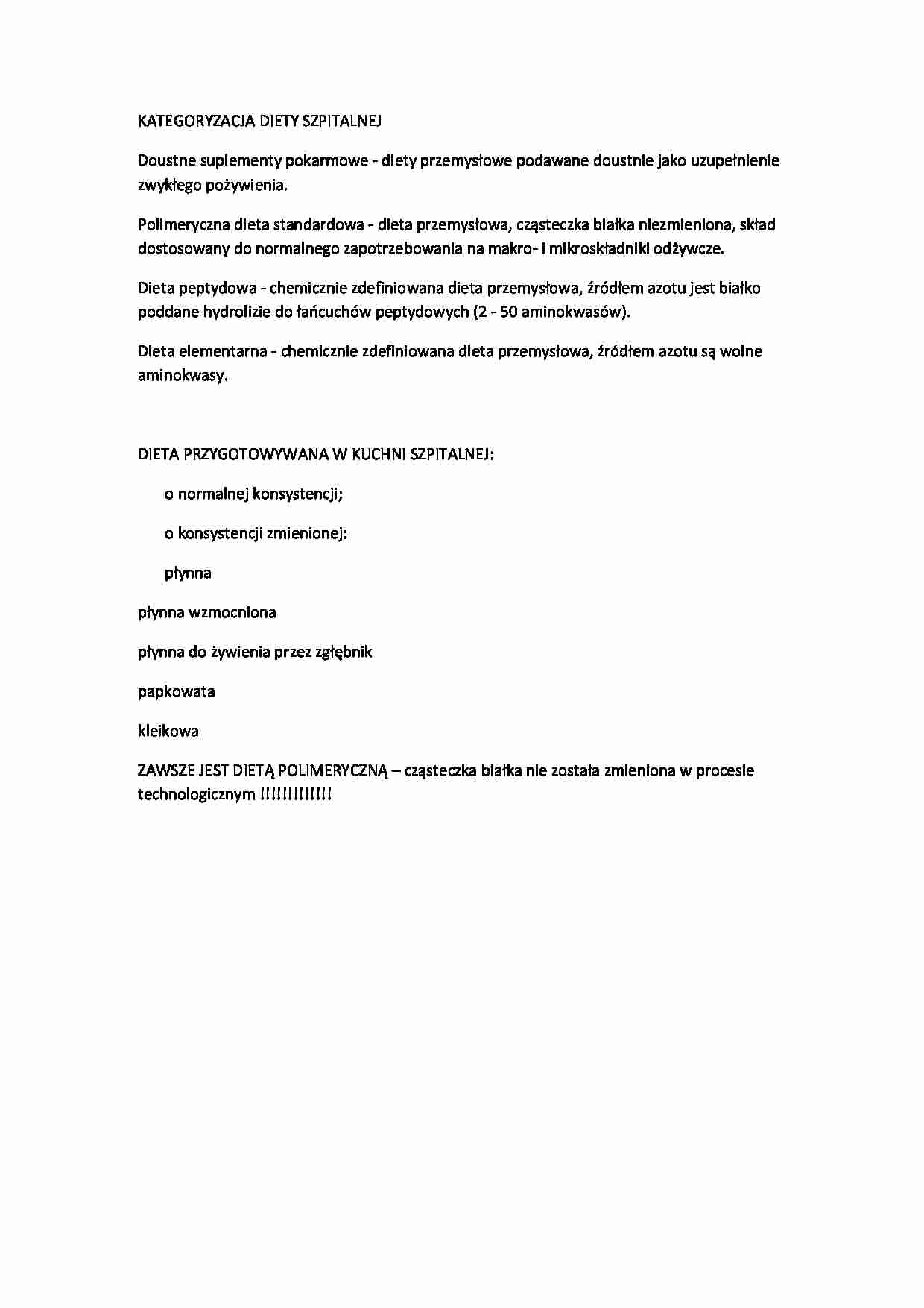 KATEGORYZACJA DIETY SZPITALNEJ - strona 1
