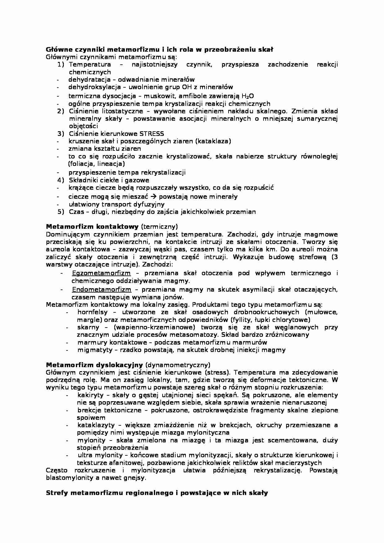 Wykład z geologii o metamorfizmie - strona 1