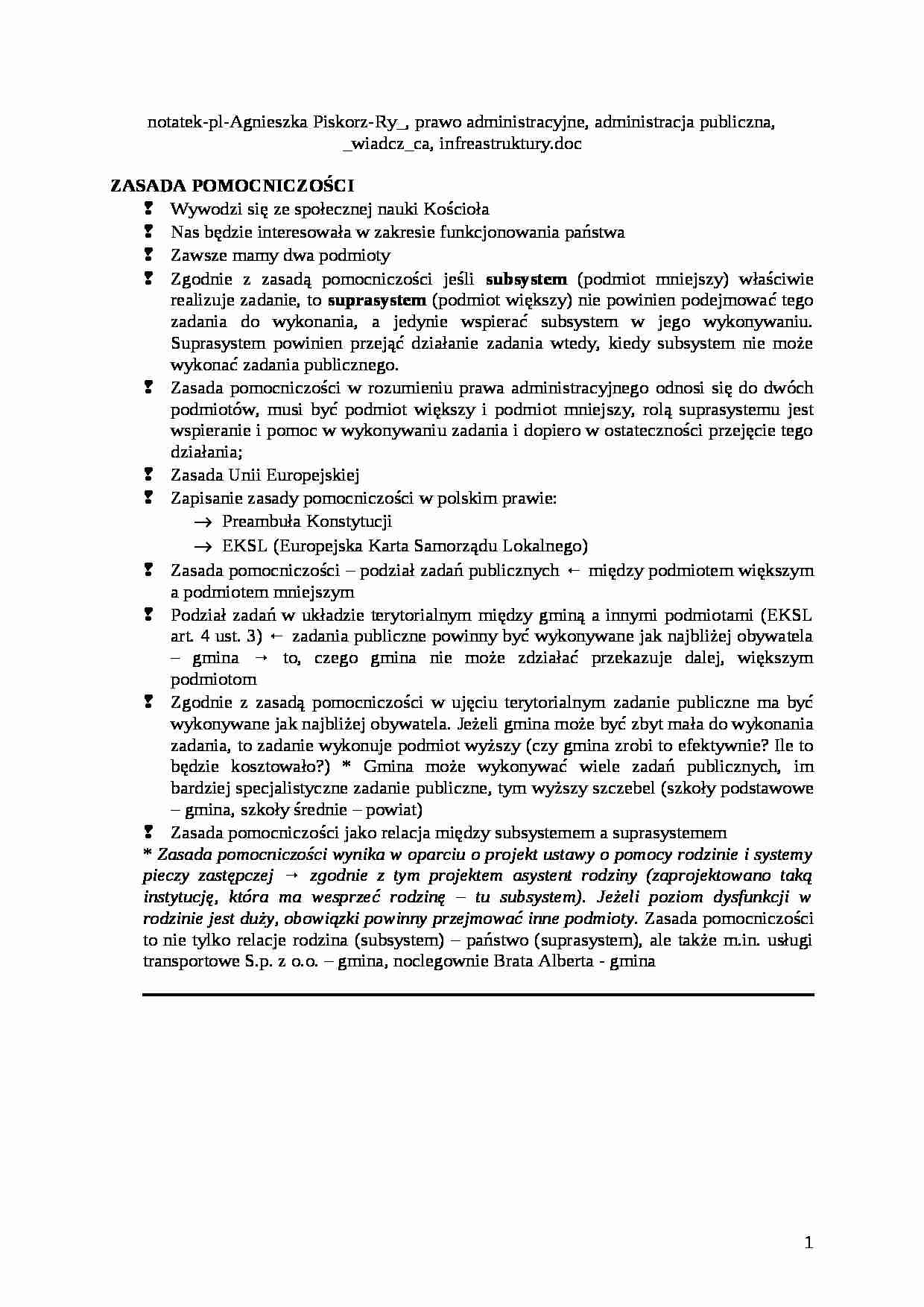 Administracja publiczna, świadcząca, infrastruktury- opracowanie - strona 1