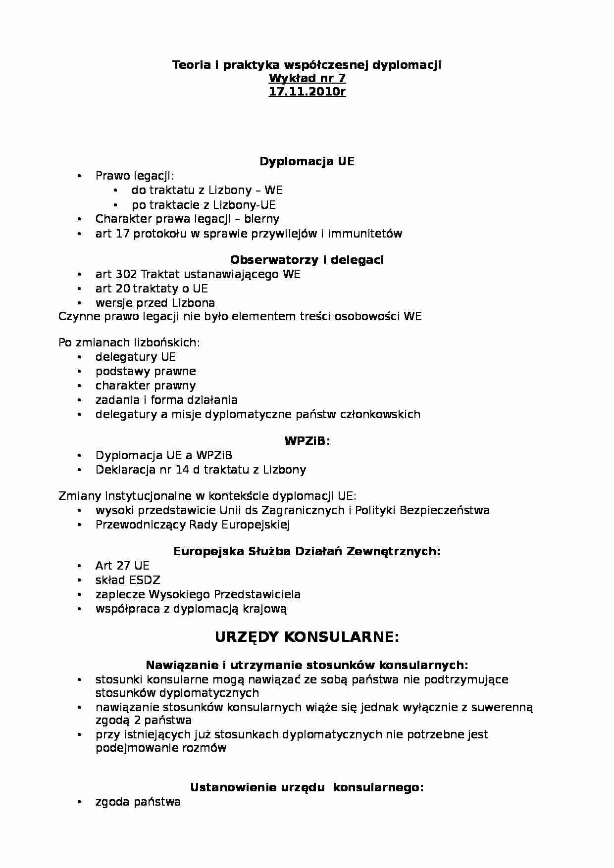 Stosunki zewnętrzne Unii Europejskiej- wykład 7 - strona 1