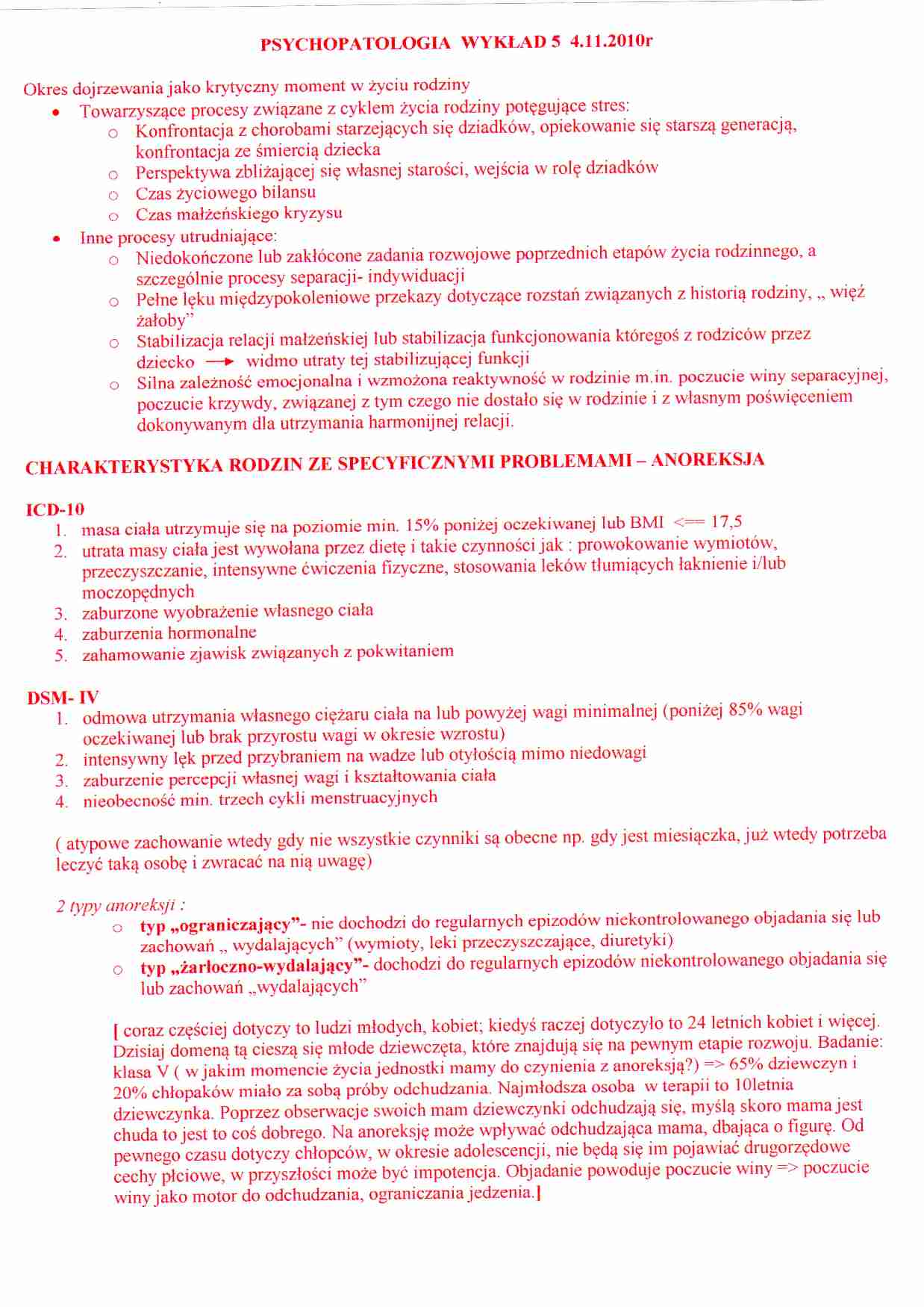 Psychopatologia - wykład 5 - strona 1