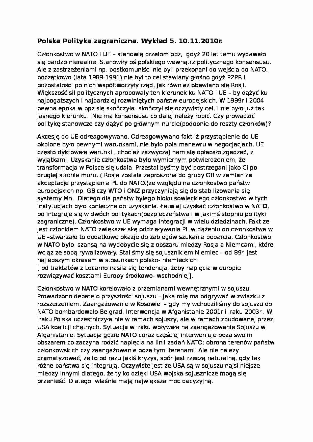 Polska polityka zagraniczna- wykład 5 - strona 1
