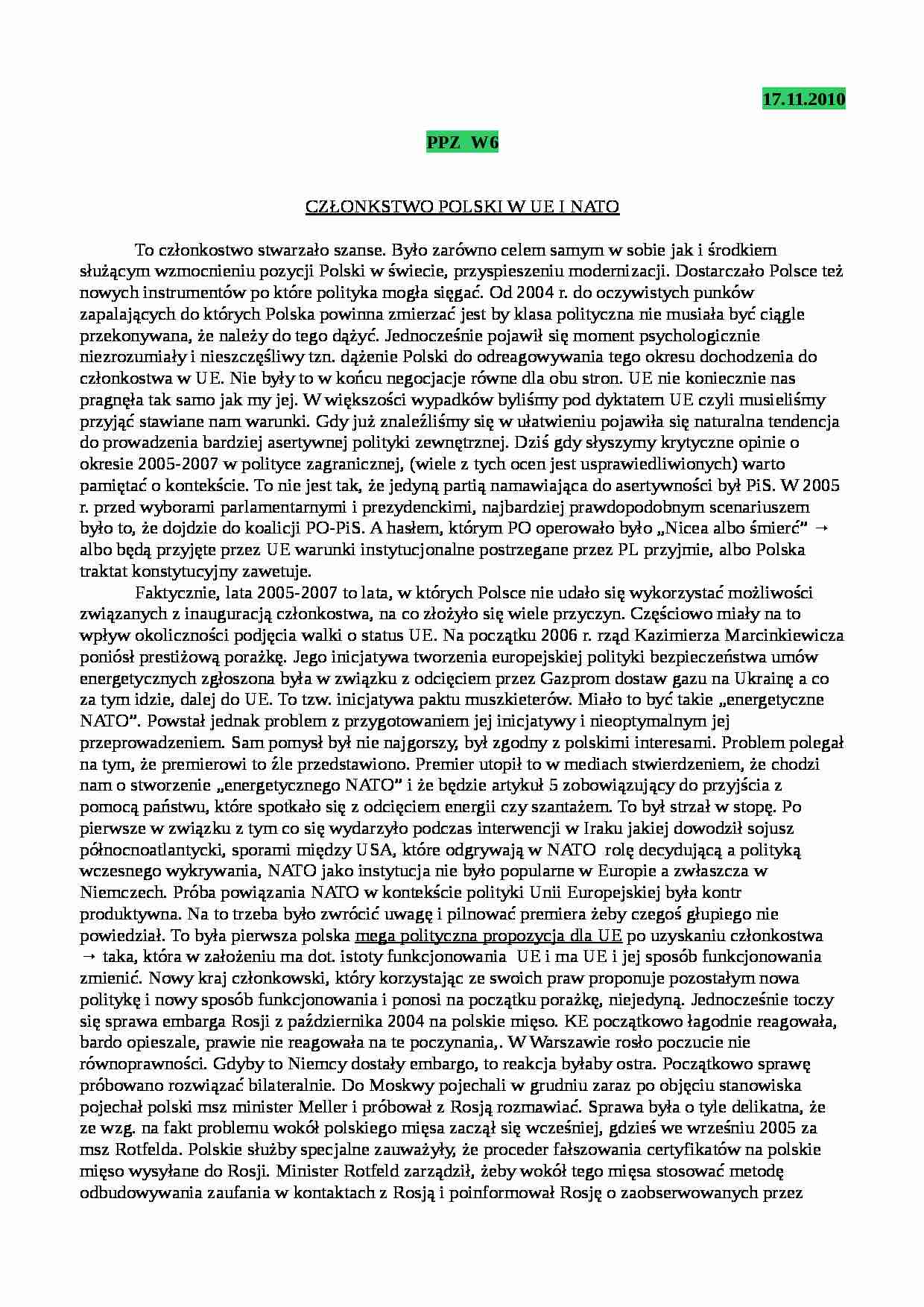 Polska polityka zagraniczna- wykład 6 - strona 1