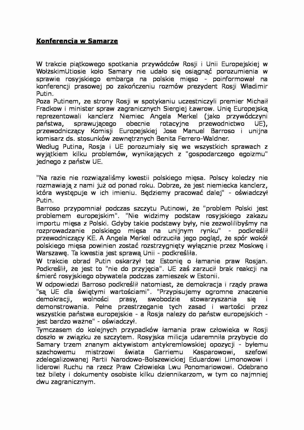 Konferencja w Samarze- opracowanie - strona 1