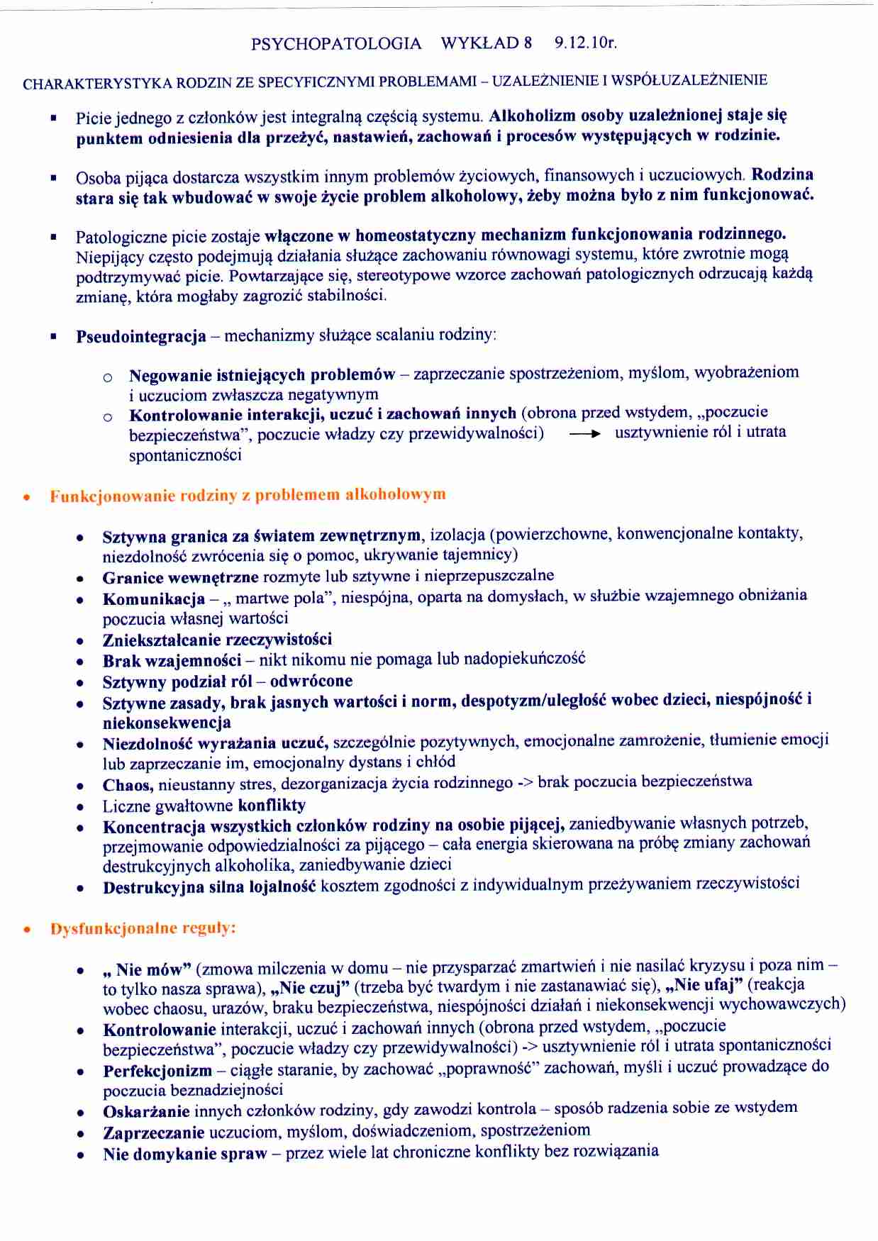 Psychopatologia - wykład 8 - strona 1