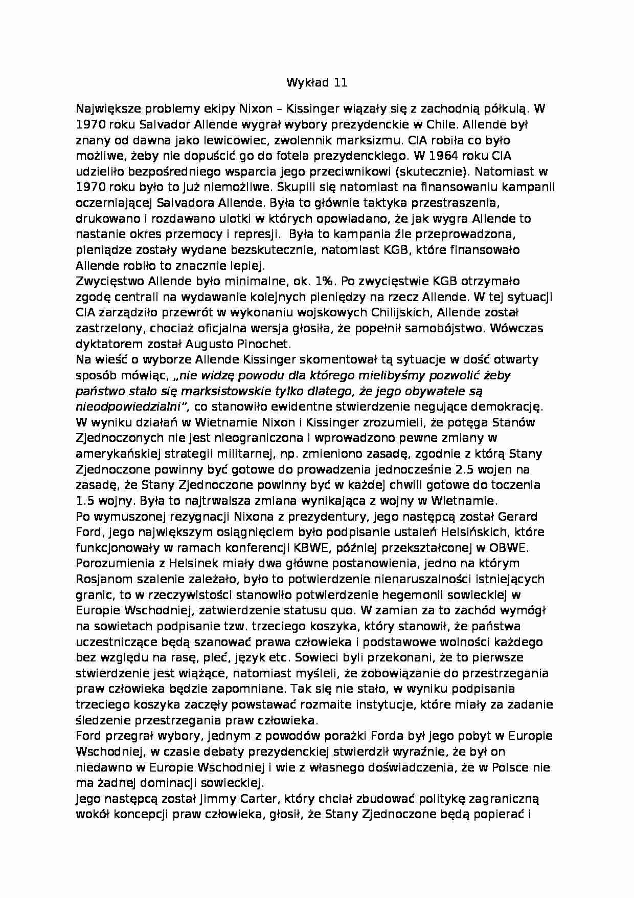 Amerykańska polityka zagraniczna- wykład 11  - strona 1