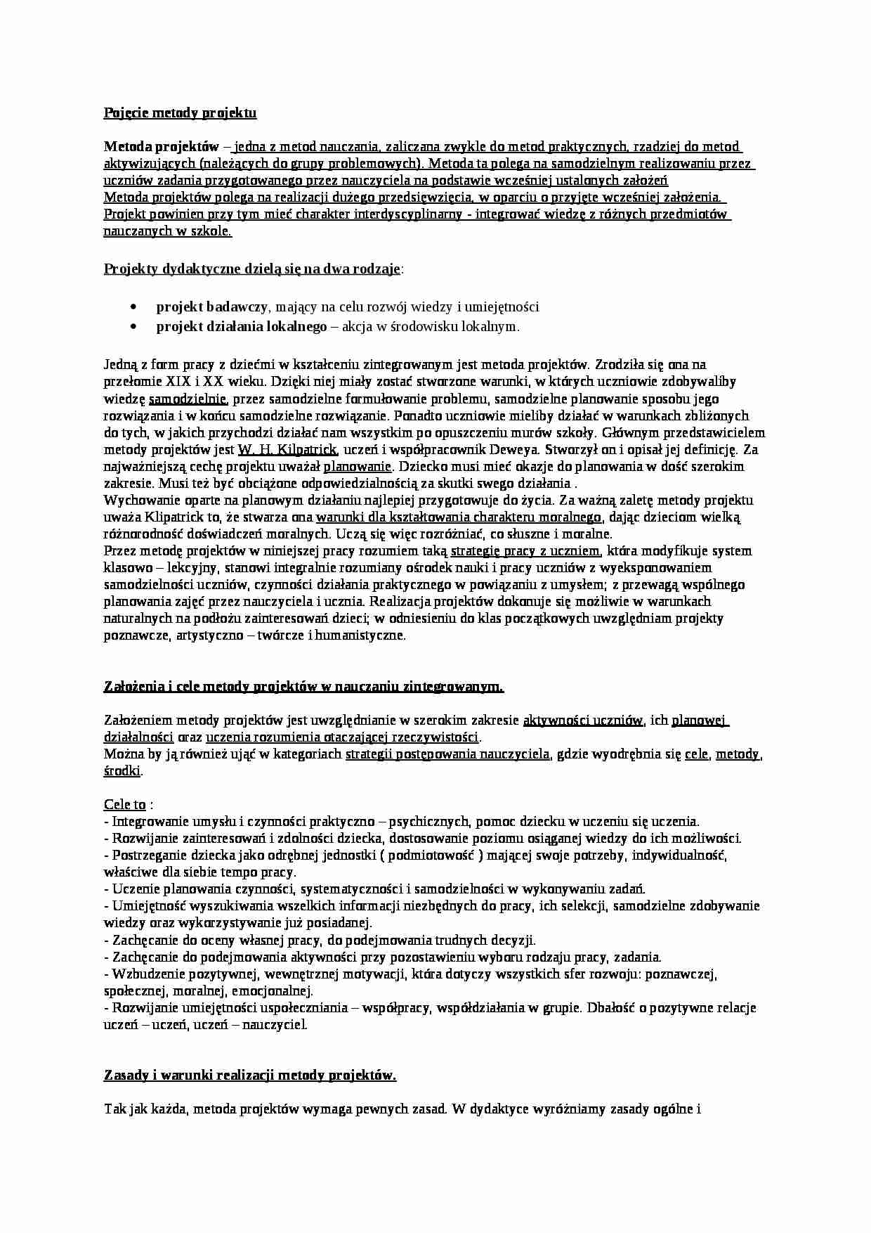 Metoda projektów - wykłady - strona 1