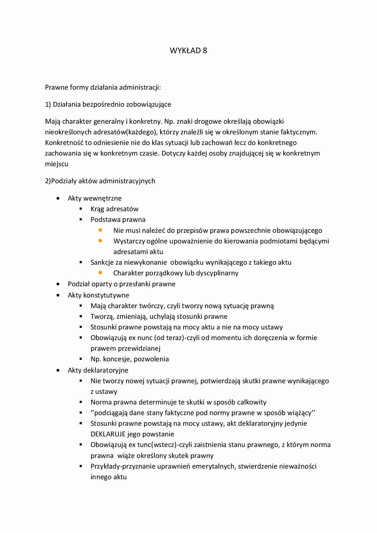 Prawne formy działania administracji- wykład 8 - strona 1