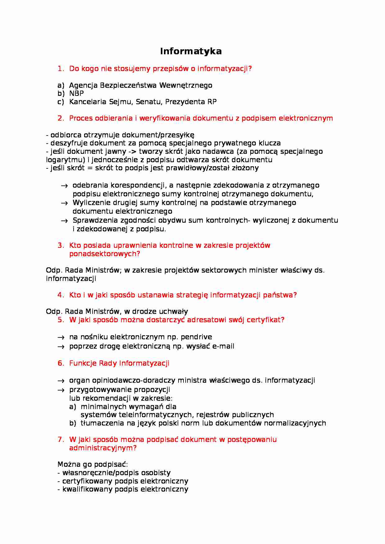 Informatyka w administracji- kolokwium 1 - strona 1