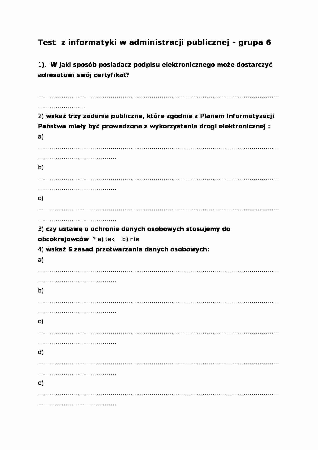 Informatyka w administracji- kolokwium 4 - strona 1