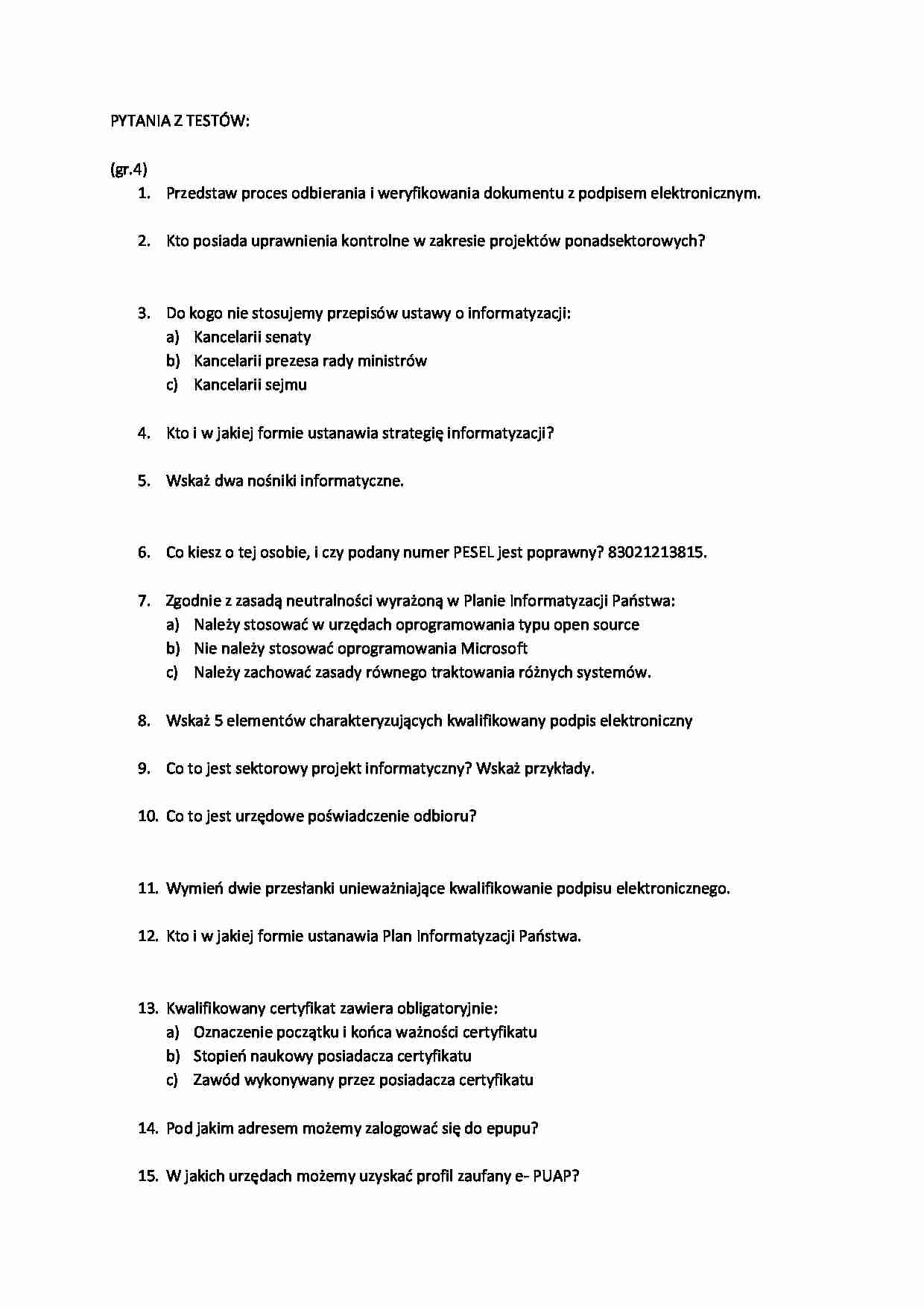 Informatyka w administracji- kolokwium 5 - strona 1