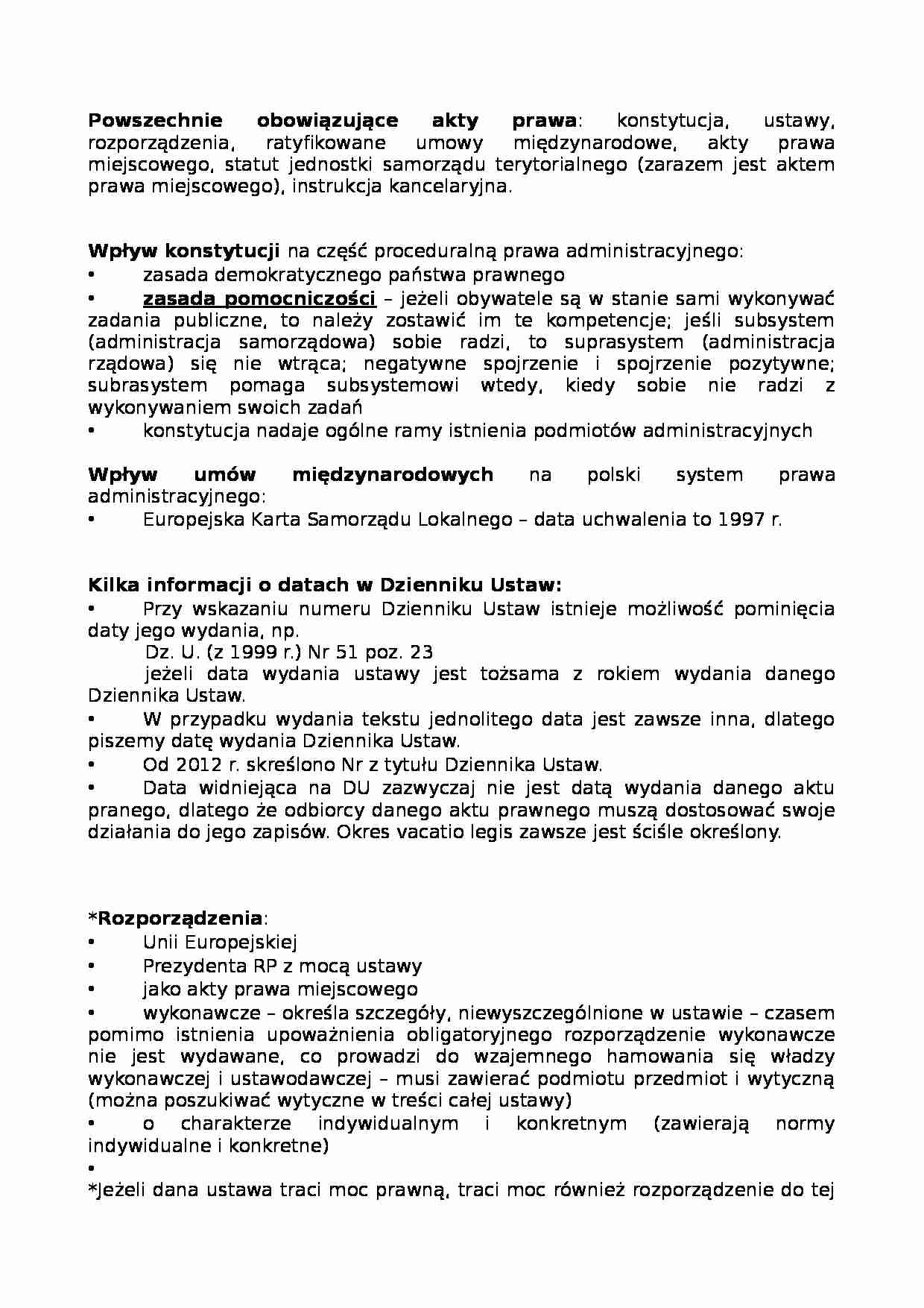 Powszechnie obowiązujące akty prawa- opracowanie - strona 1