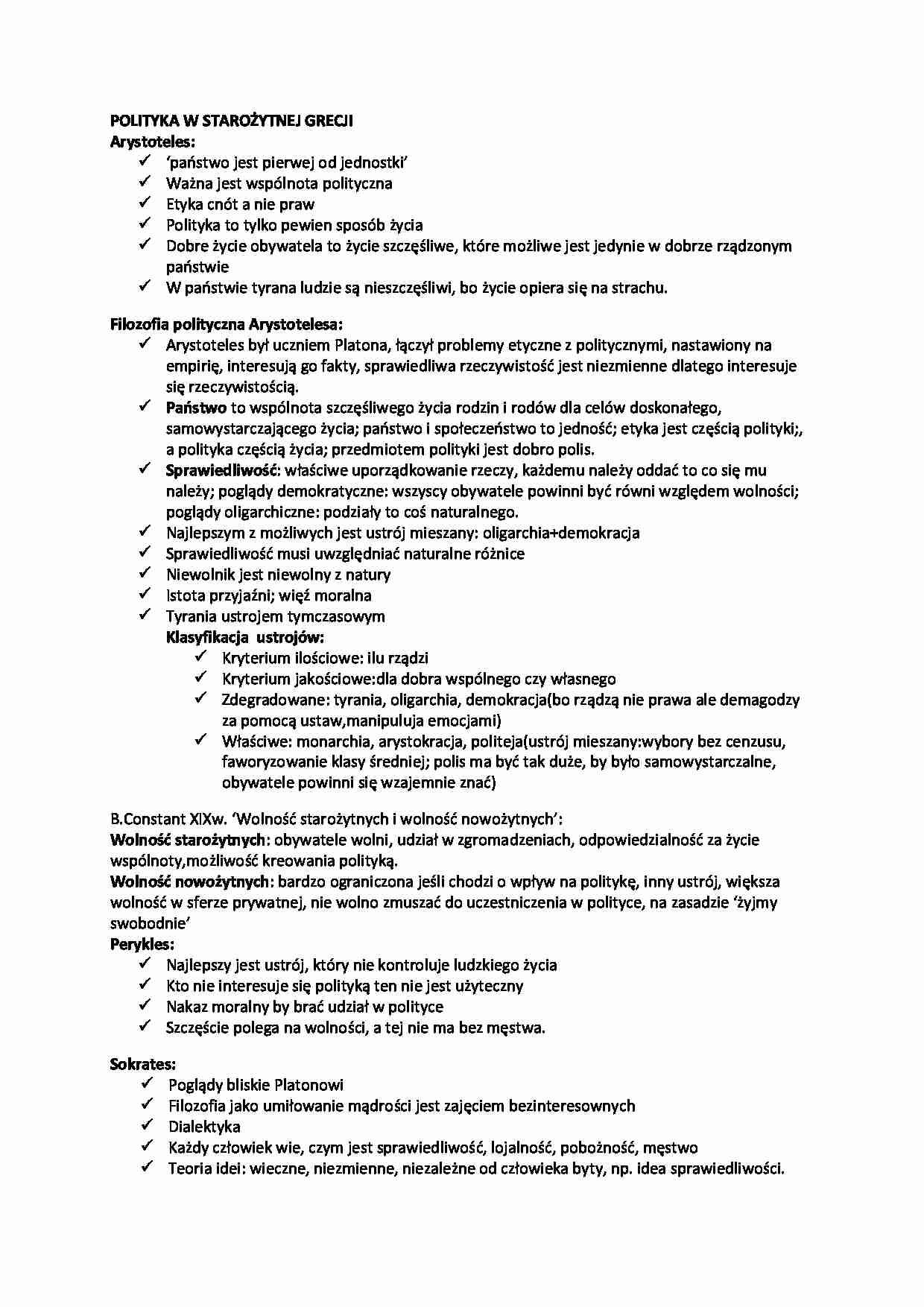 Polityka w starożytnej Grecji- opracowanie - strona 1