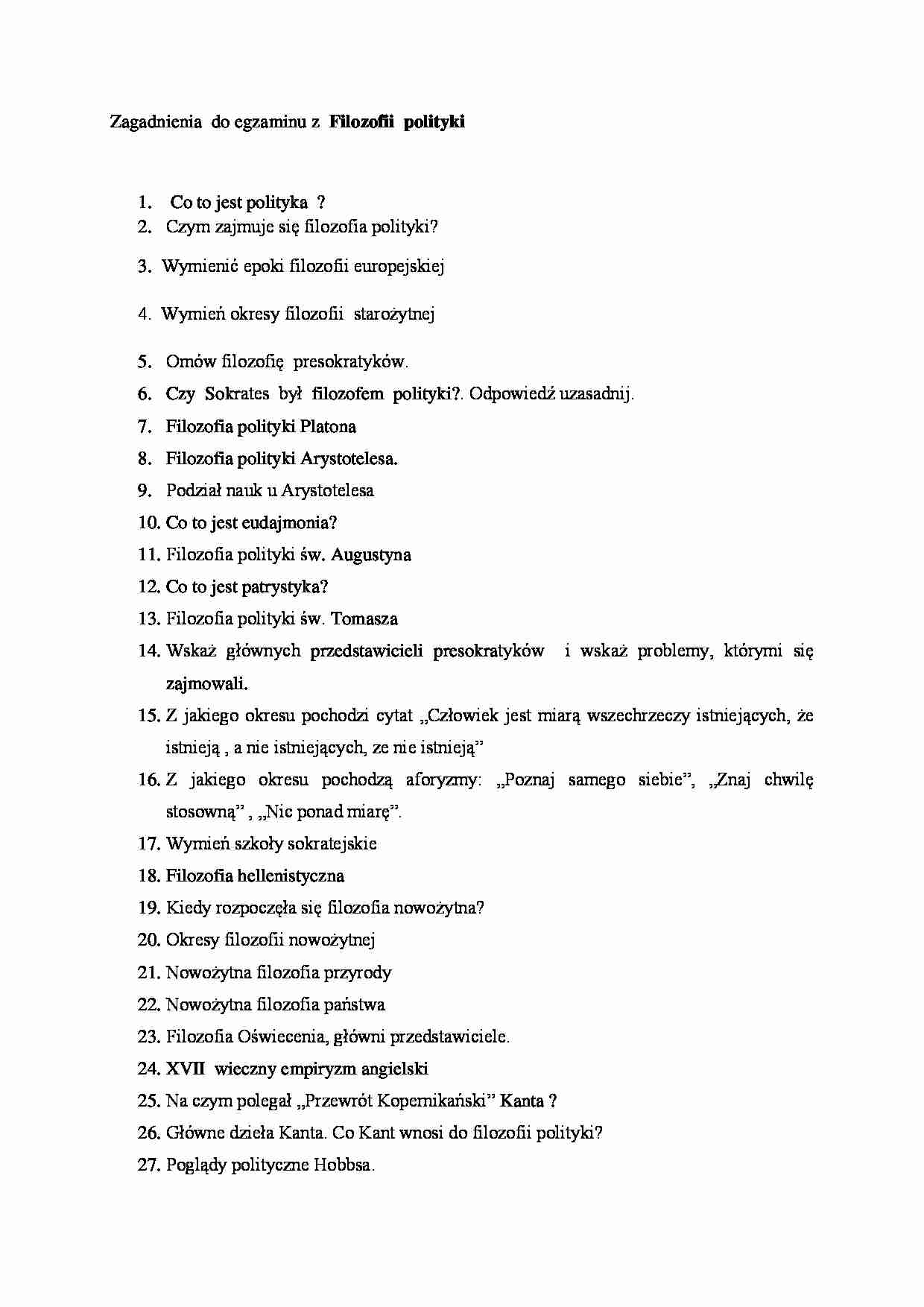 Filozofia polityczna- zagadnienia - strona 1