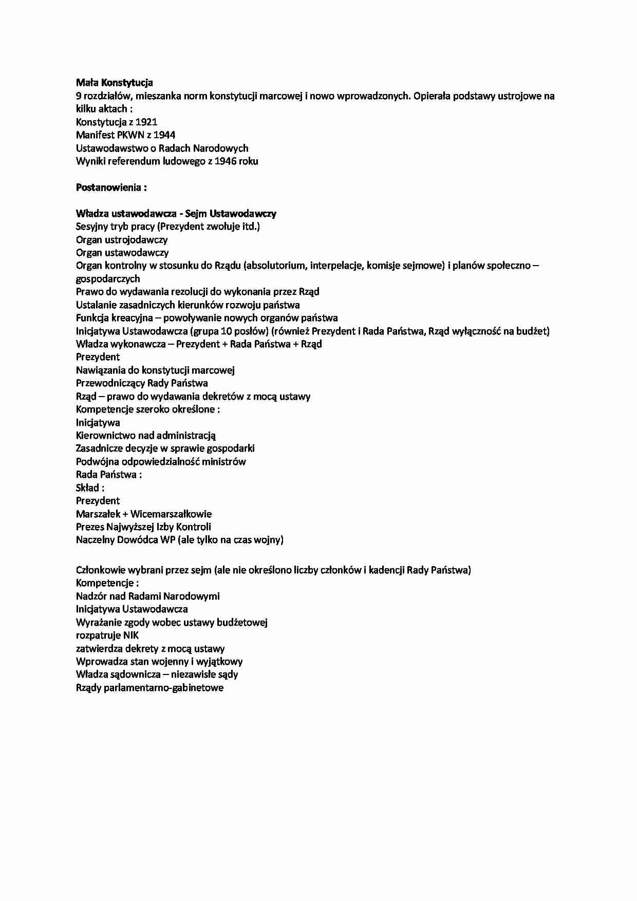 Mała Konstytucja- opracowanie - strona 1