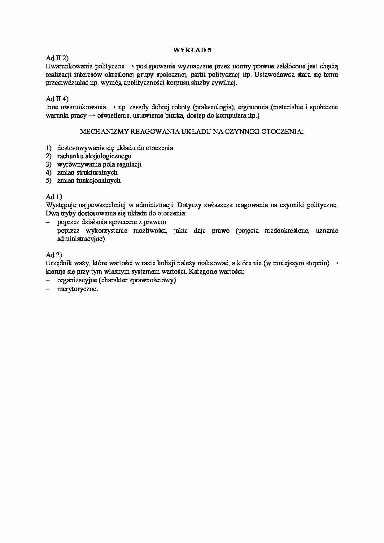 Nauka administracji- wykład 5 - strona 1