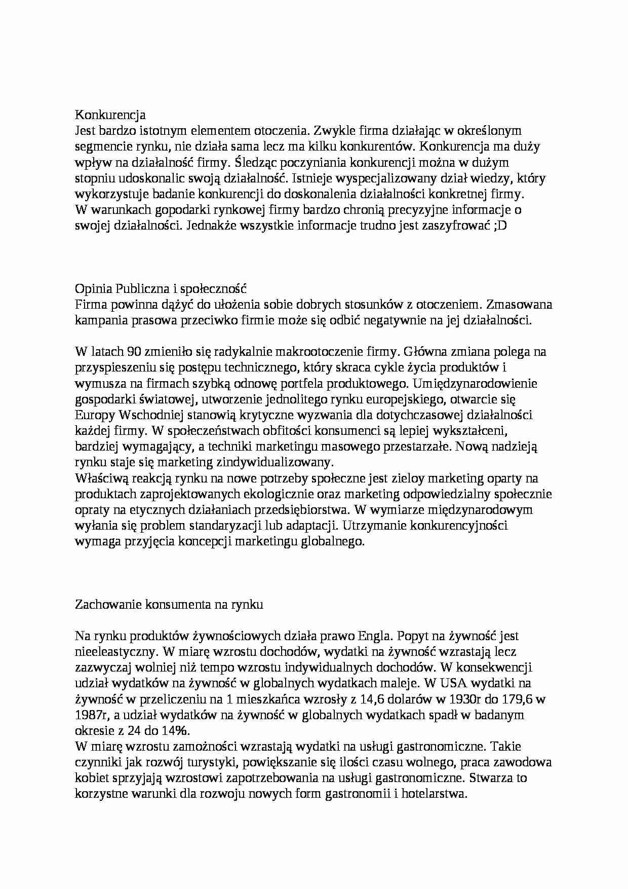 Konkurencja. Segmentacja rynku- opracowanie - strona 1