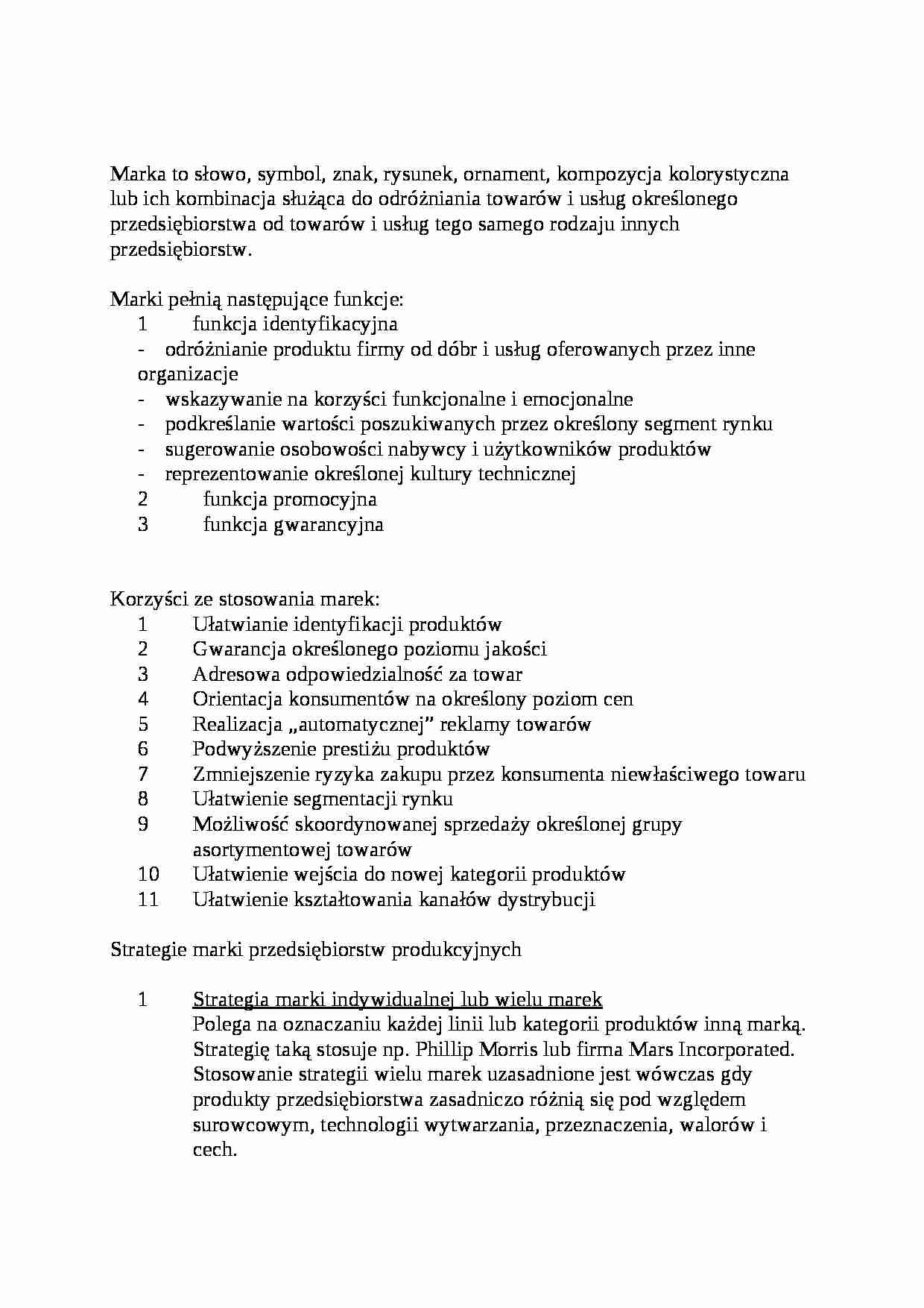 Strategia marki- opracowanie - strona 1