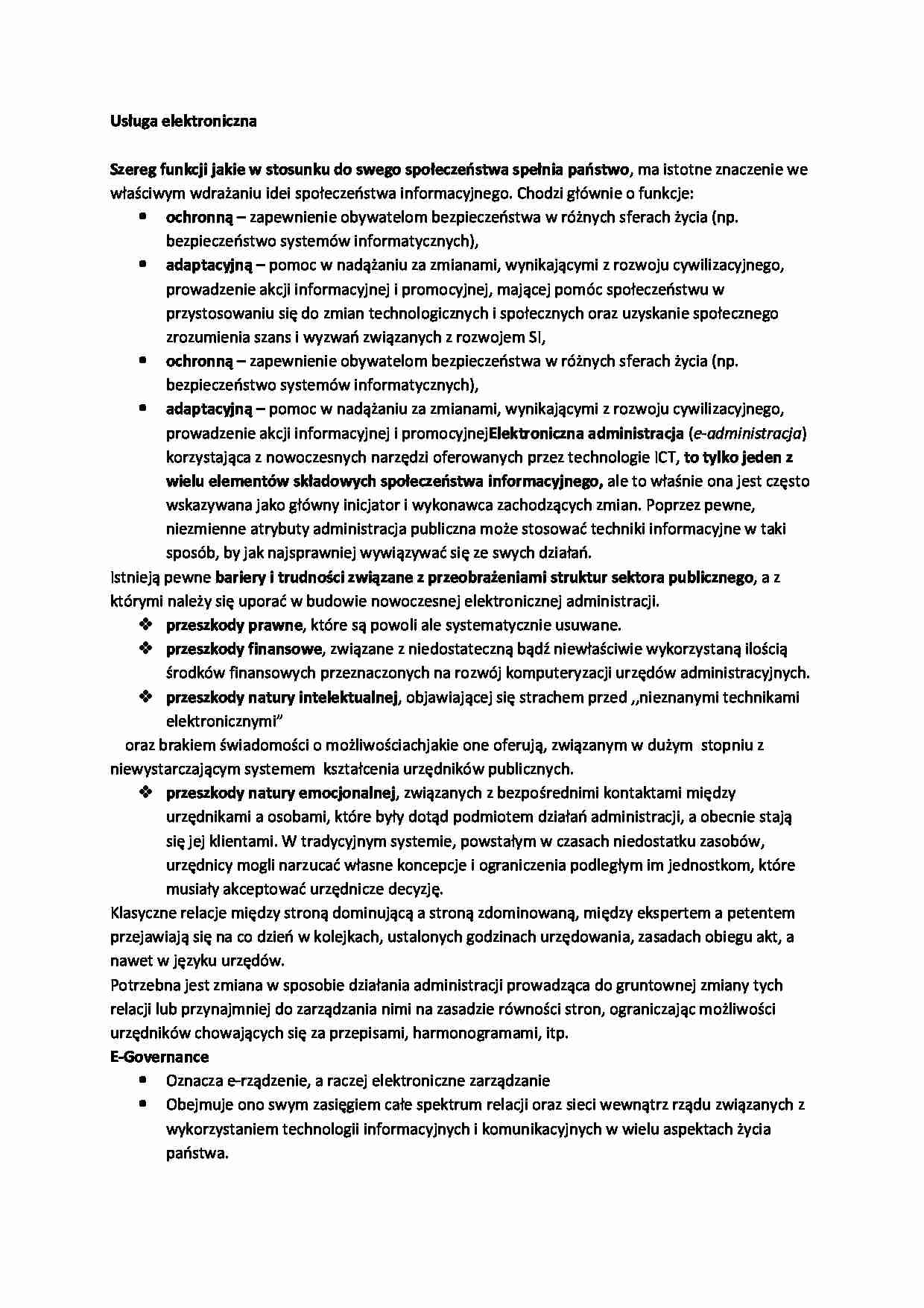 Usługa elektroniczna- opracowanie - strona 1