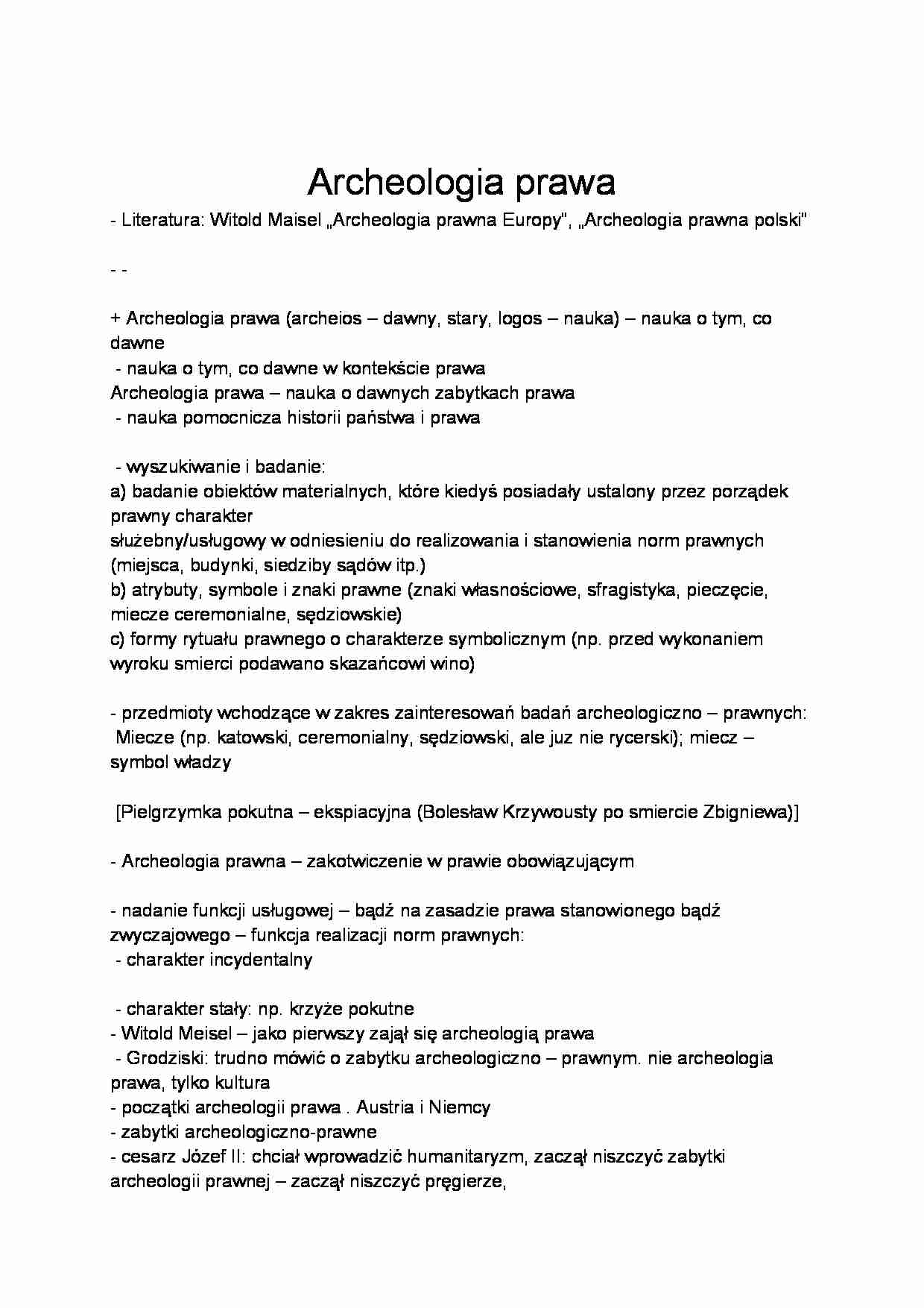 Archeologia prawa. Zabytki- opracowanie - strona 1