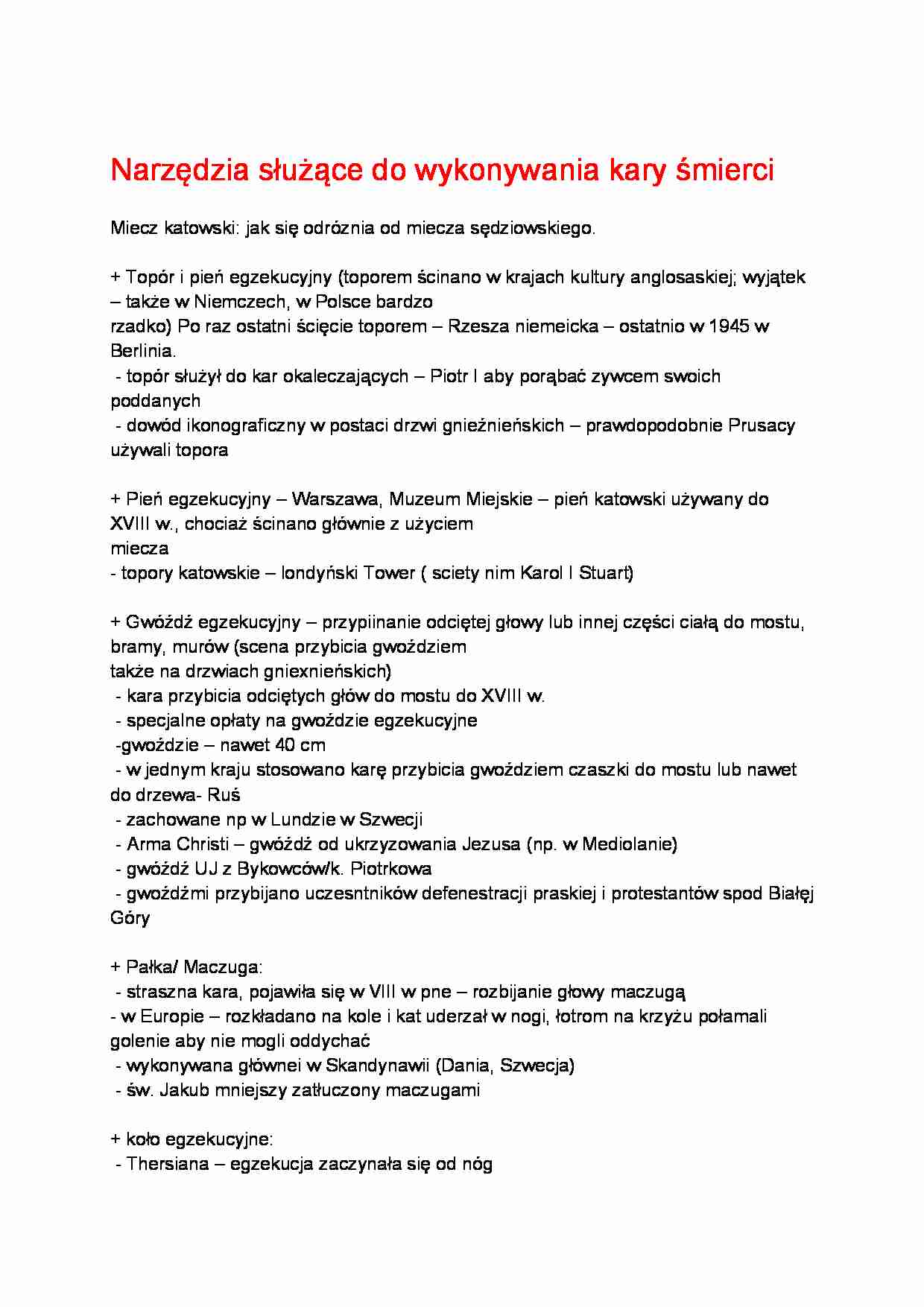 Narzędzia służące do wykonywania kary śmierci- opracowanie - strona 1