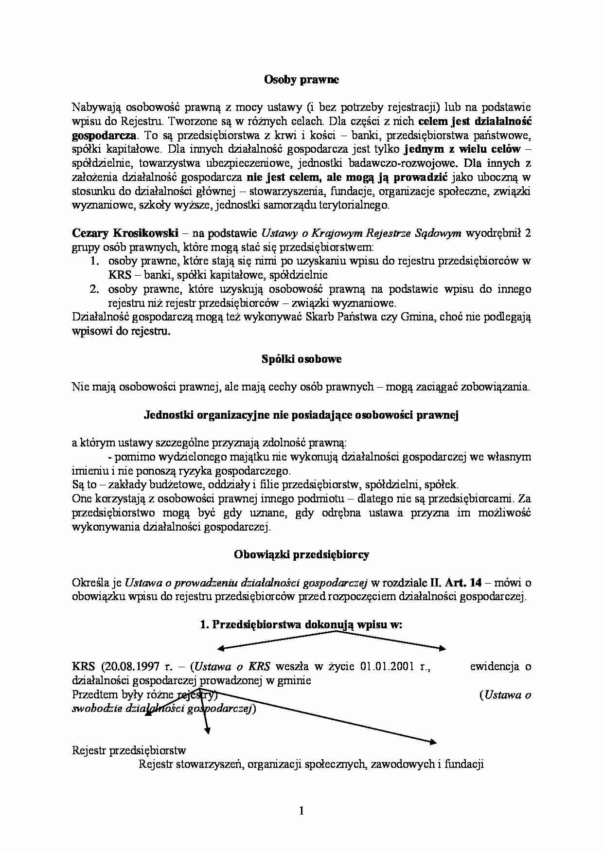 Osoby prawne- opracowanie - strona 1