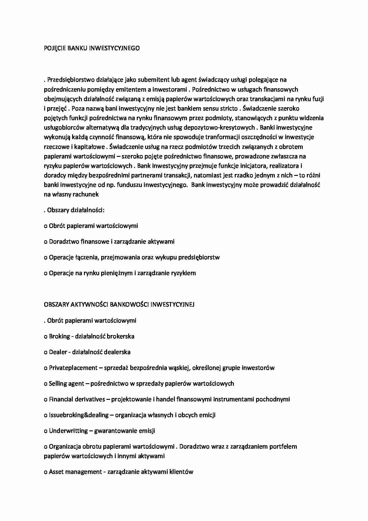 Banki inwestycyjne - pojęcie - strona 1