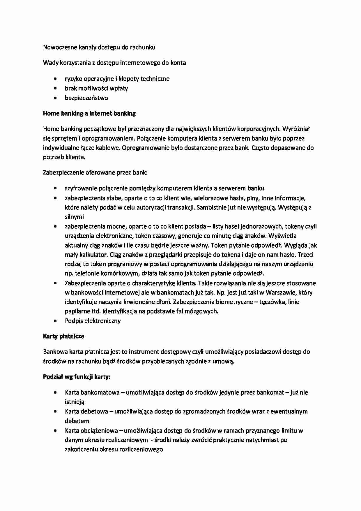 Home banking a Internet banking- opracowanie - strona 1