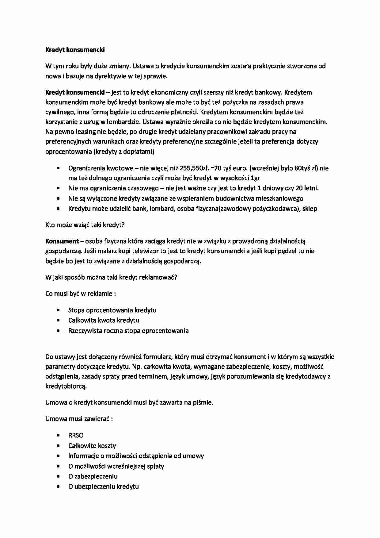 Kredyt konsumencki. Polecenie zapłaty- opracowanie - strona 1