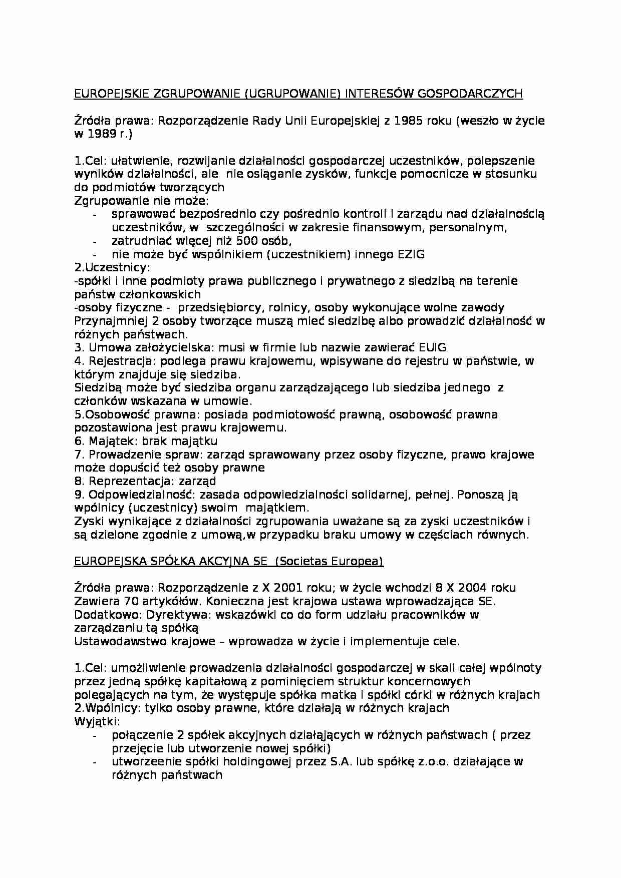 Europejskie zgrupowanie interesów gospodarczych- opracowanie - strona 1