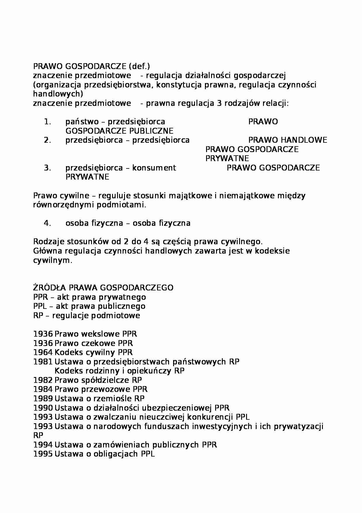 Prawo gospodarcze- definicja - strona 1