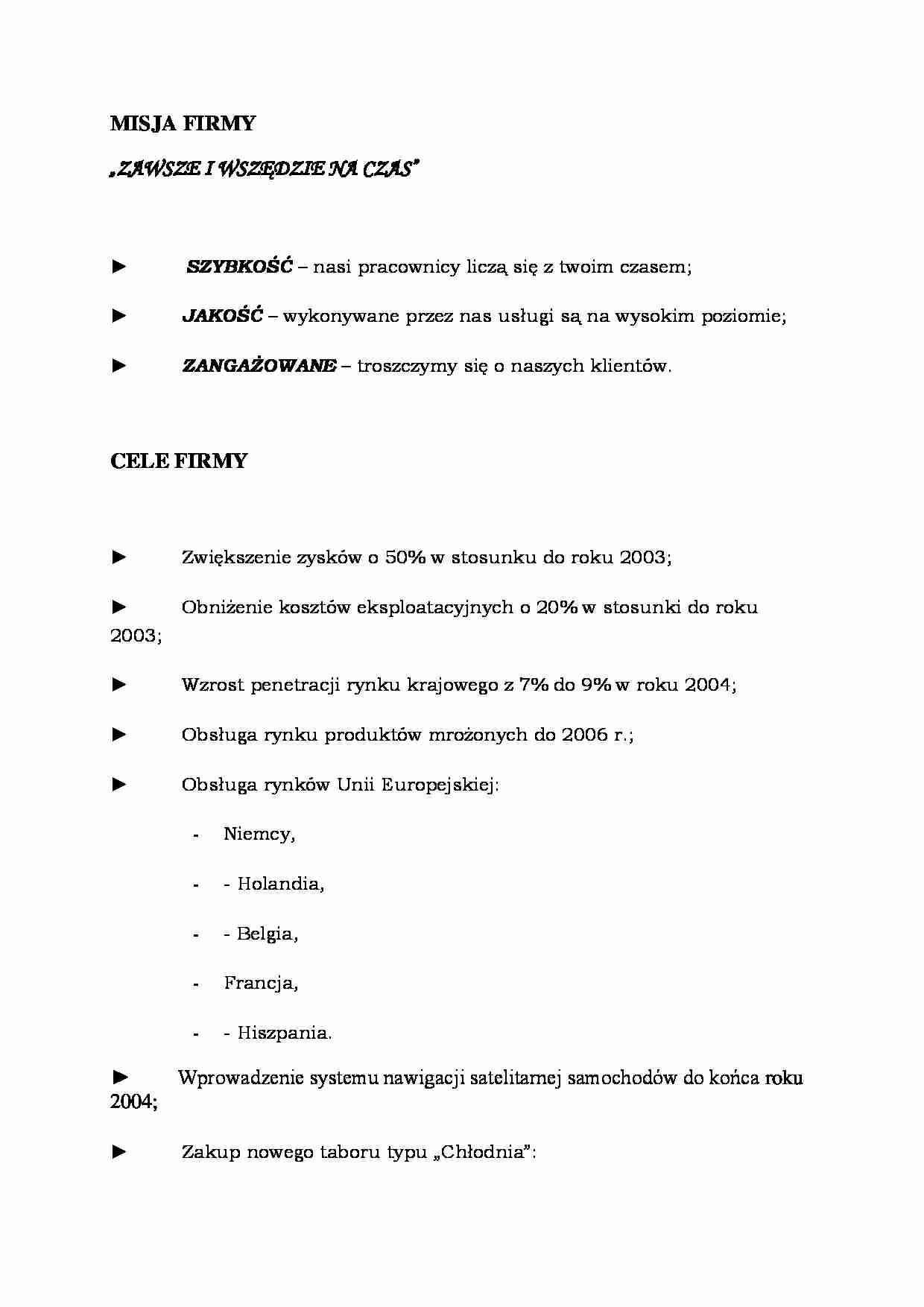 Misja firmy- opracowanie - strona 1