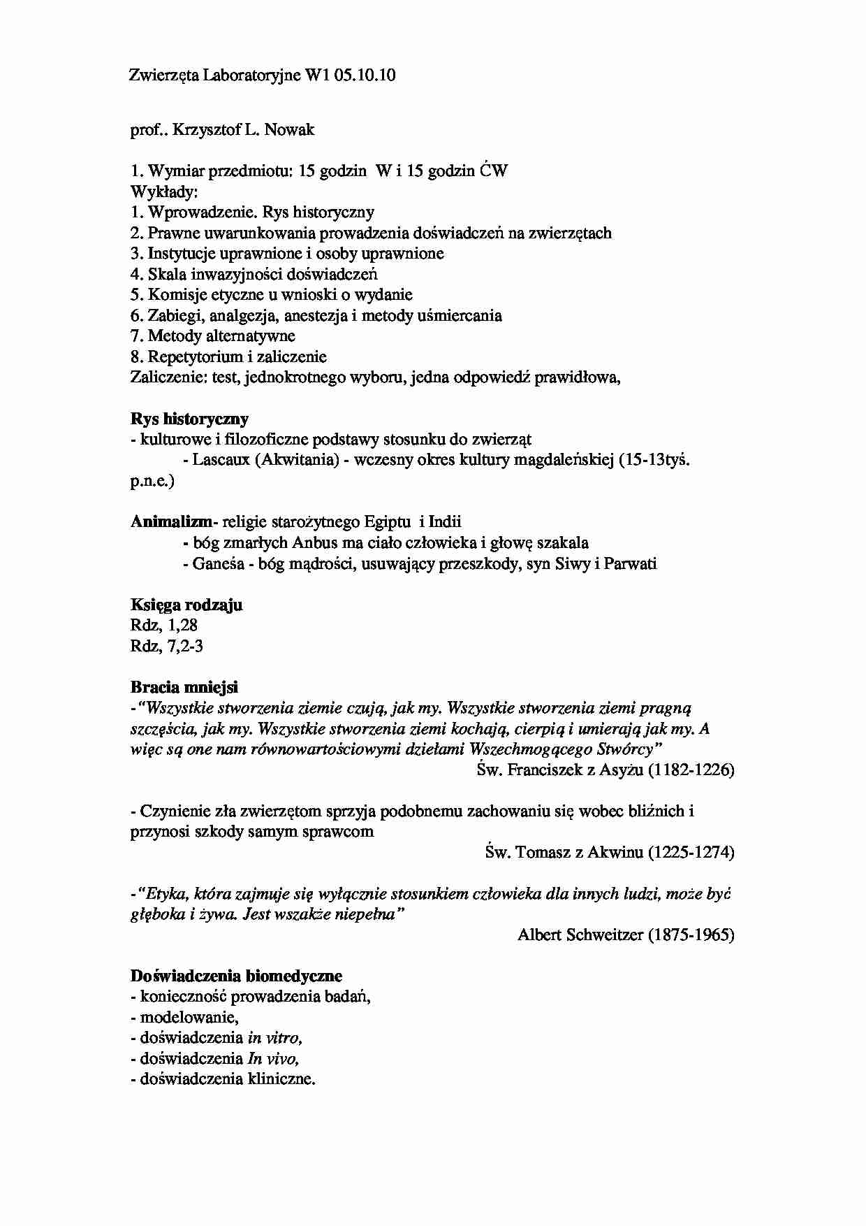 Zwierzęta laboratoryjne - wykład 1 - strona 1