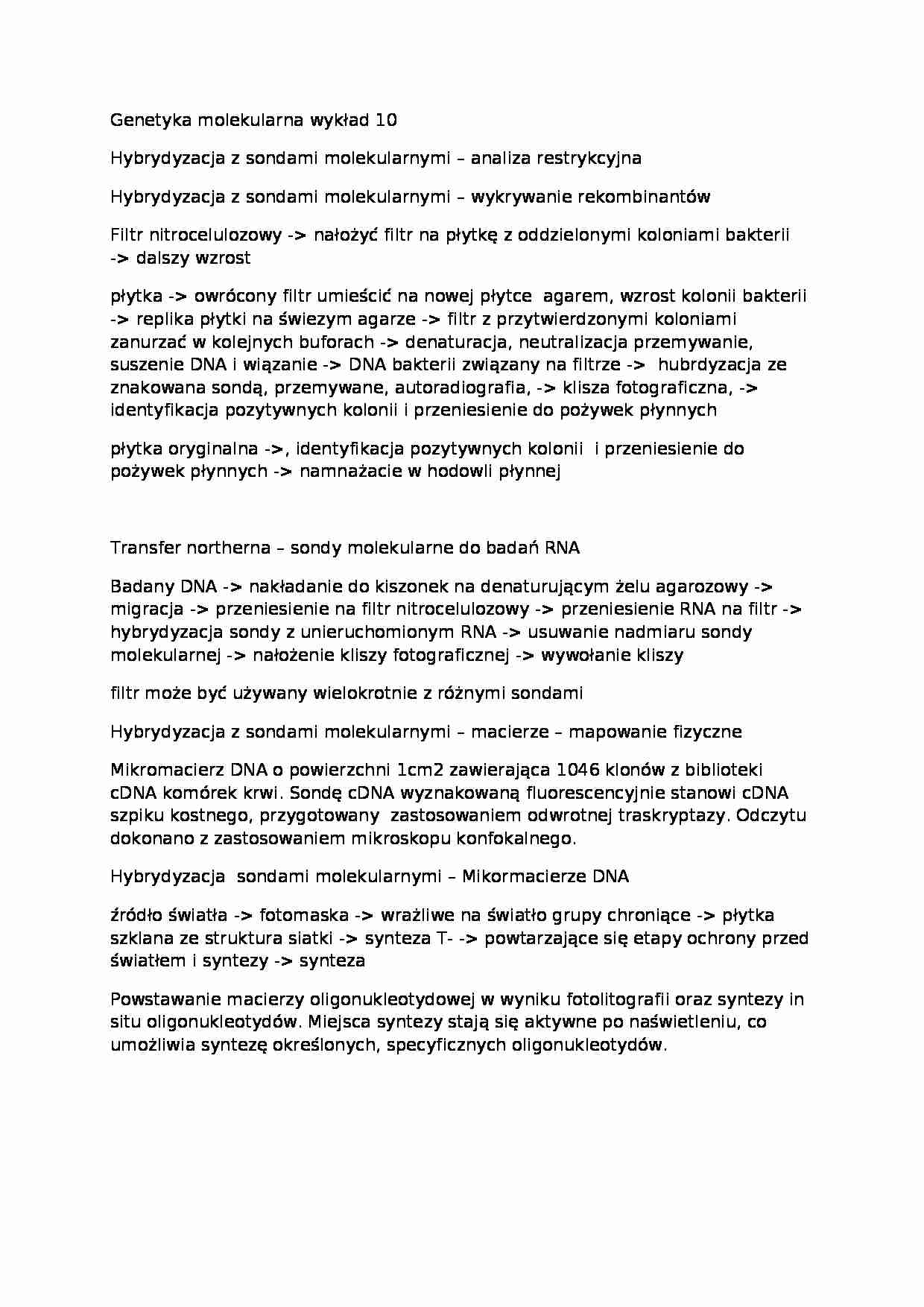 Genetyka molekularna - wykład 10 - strona 1