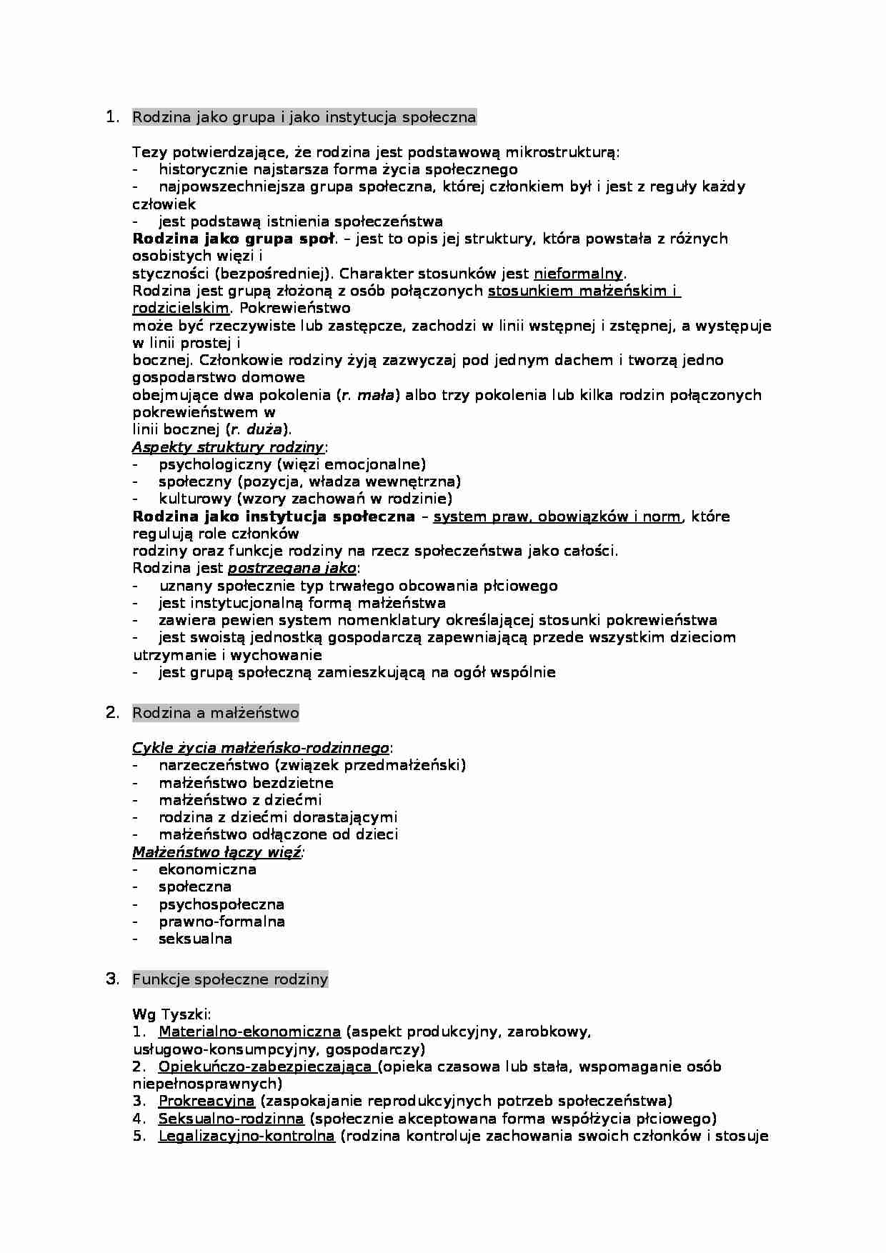 Rodzina jako grupa i jako instytucja społeczna - strona 1