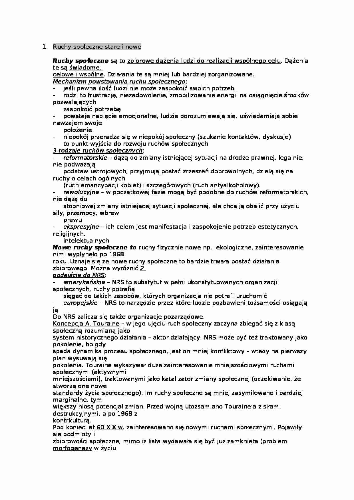 Ruchy społeczne stare i nowe - strona 1