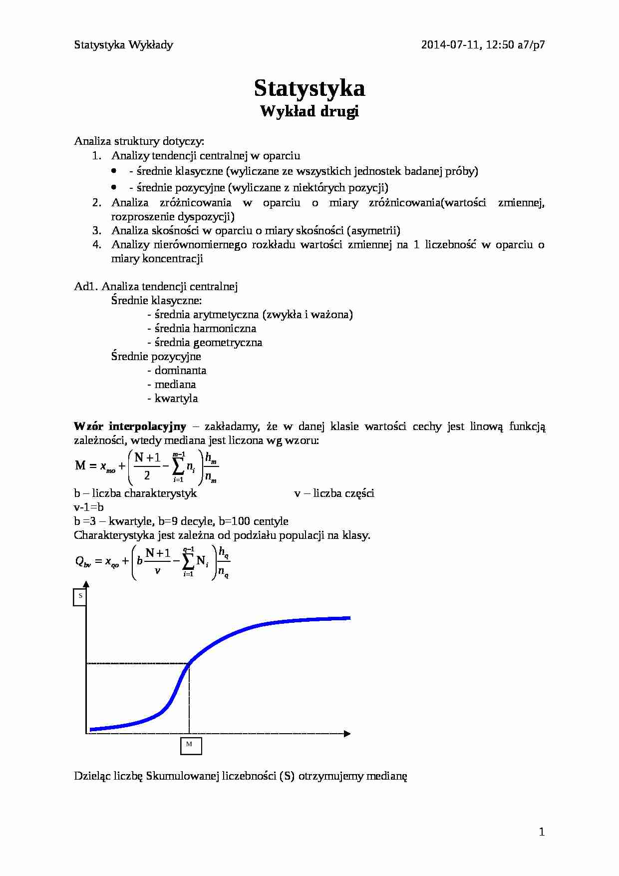 Statystyka - wykład 2 - strona 1
