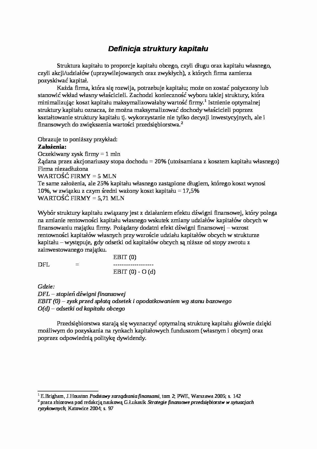 Definicja struktury kapitału - strona 1