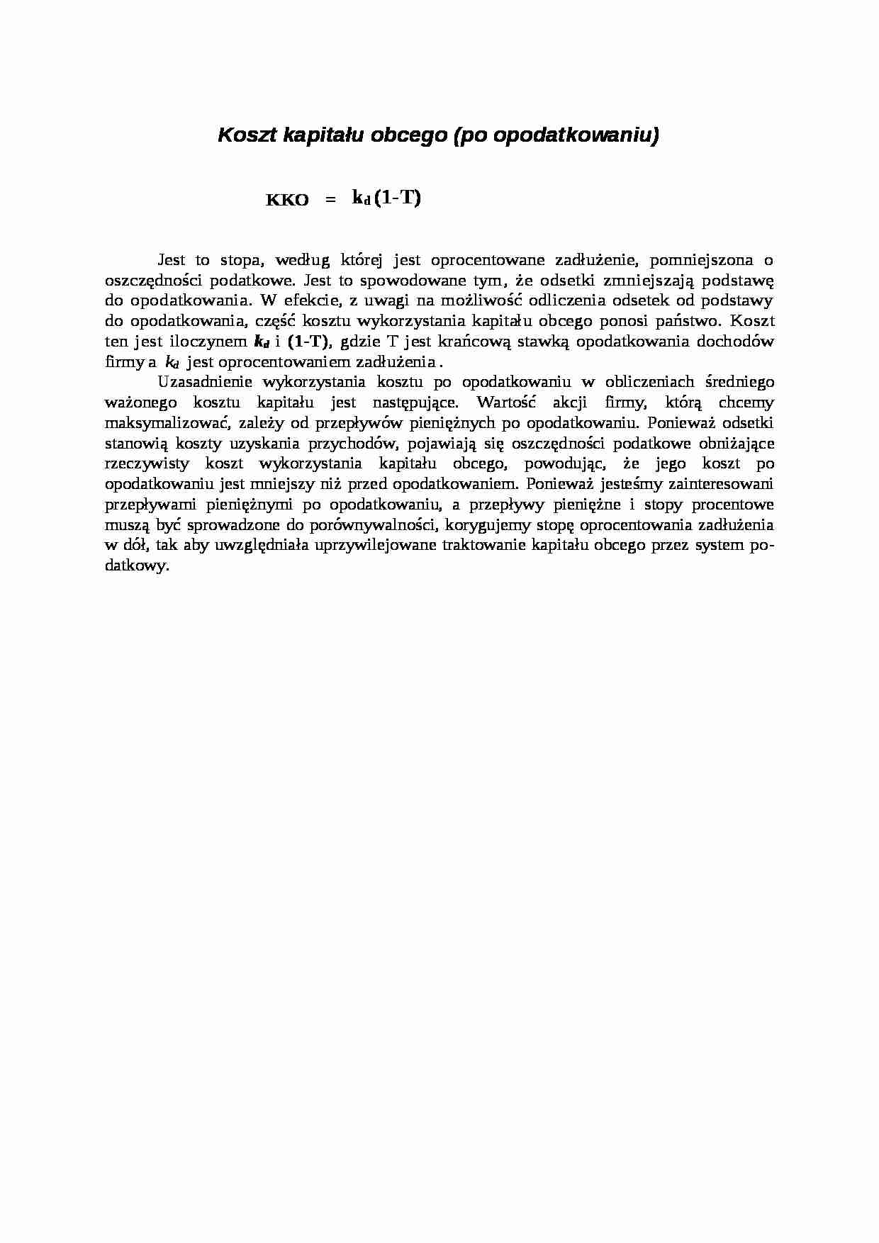 Koszt kapitału obcego - strona 1