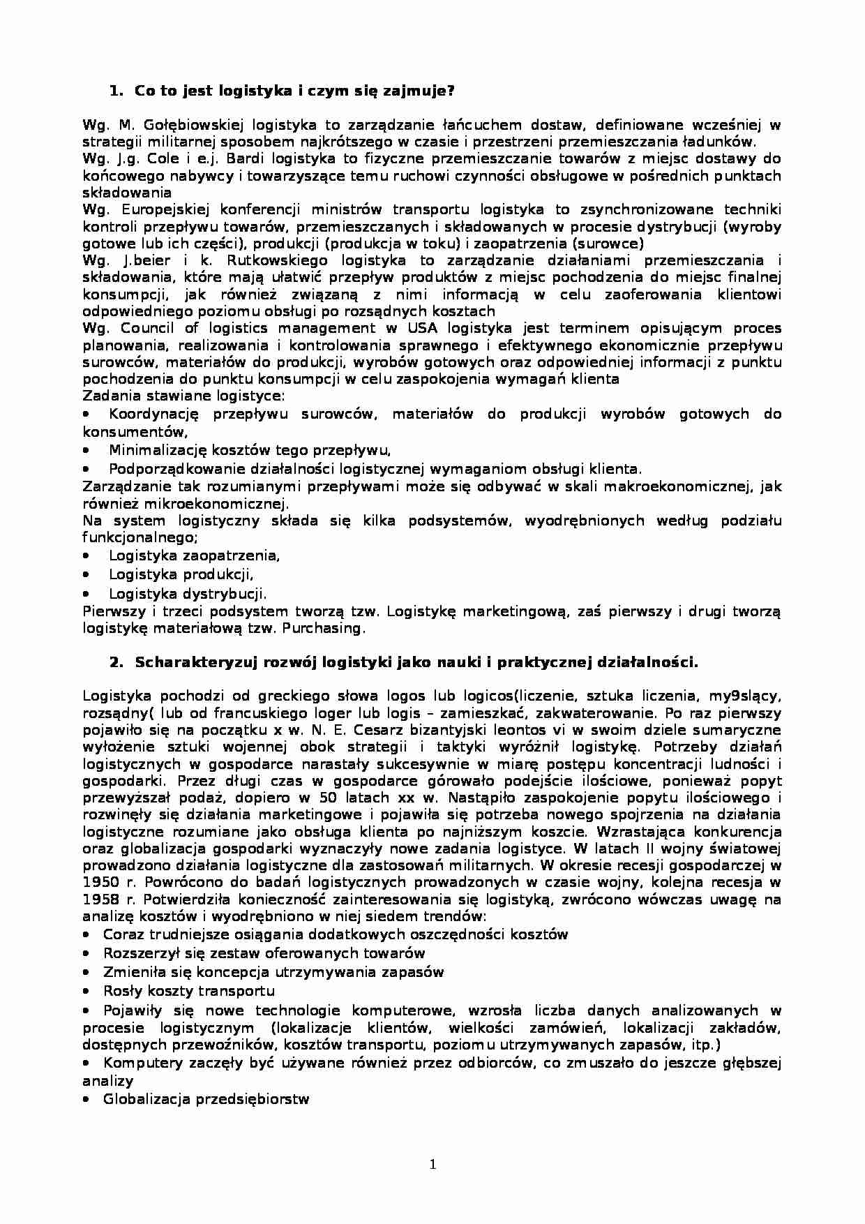 logistyka 27 zagadnien - strona 1