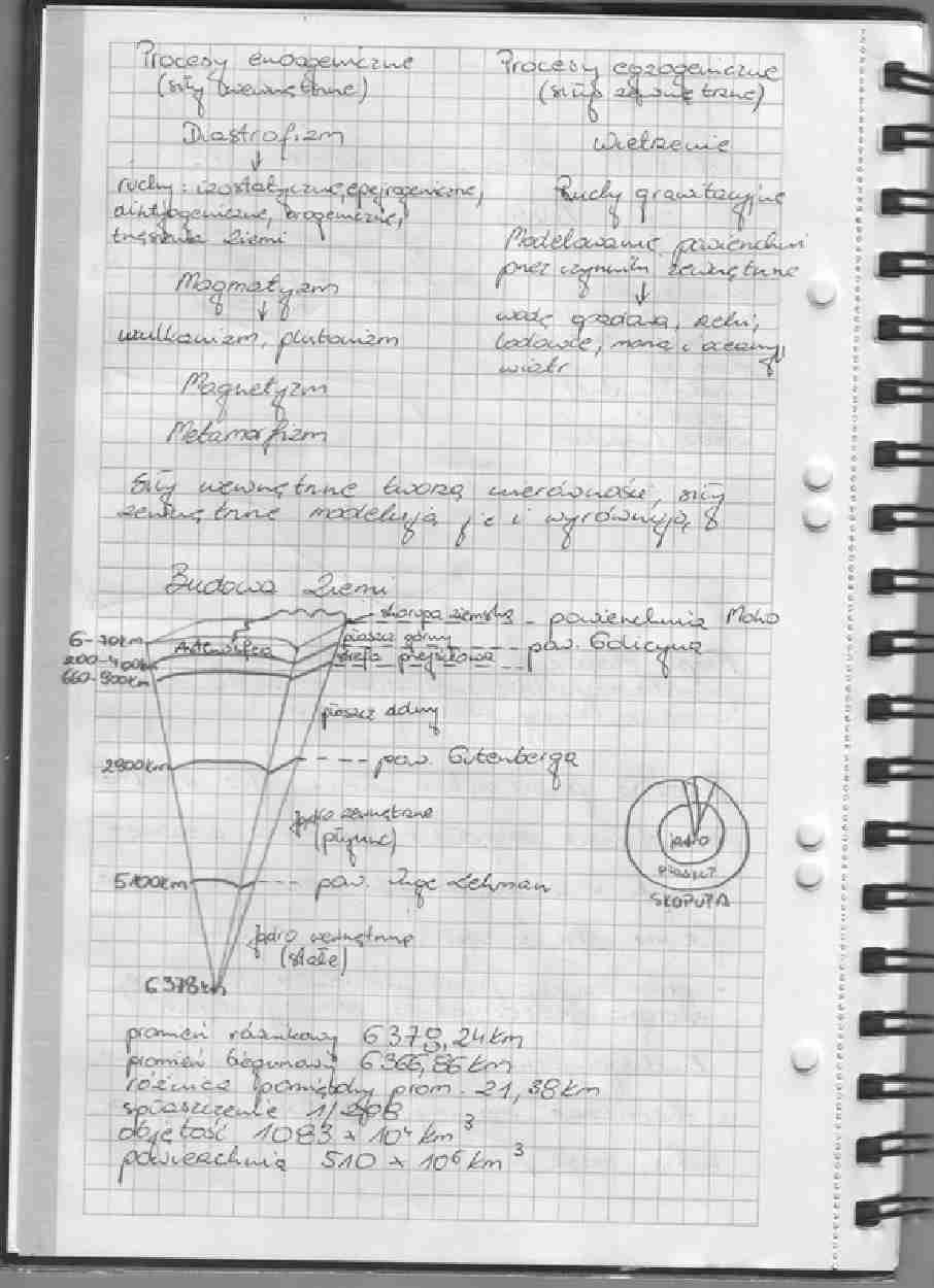 Geomorfologia wykład - procesy endo i egzogeniczne, budowa Ziemi - strona 1