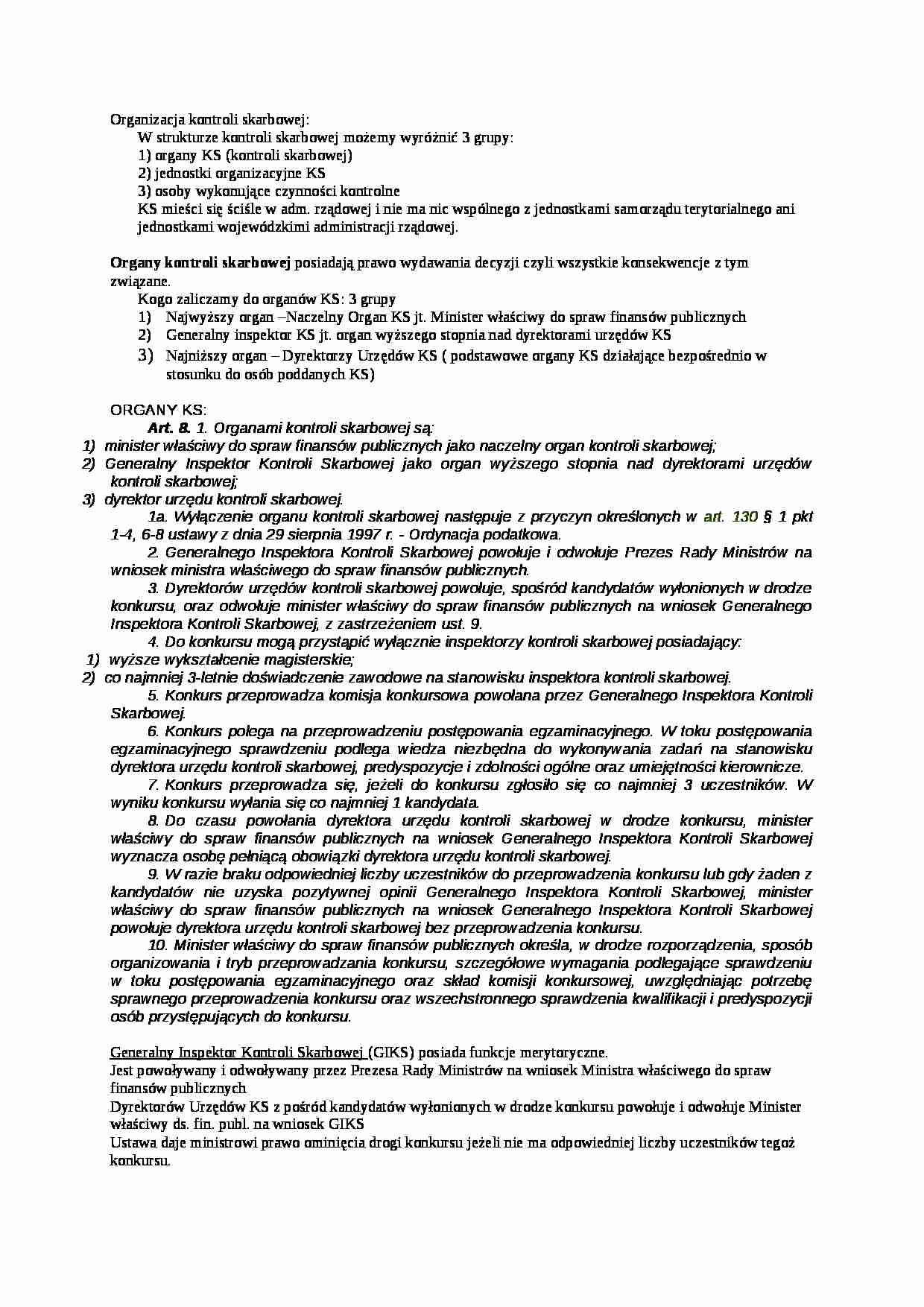 Organizacja kontroli skarbowej - strona 1